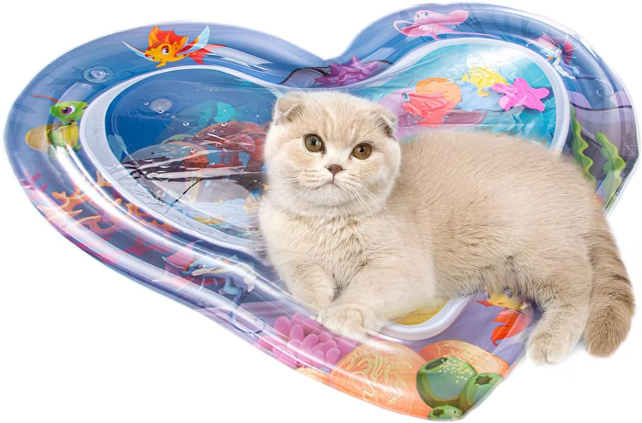 MILASIC TN-WPMT-P Pet Water Mat, Cat Toy, Cool Mat, Water Play, Includes Fish Toys, All Seasons, for Dogs and Cats, Small Dogs, Medium Dogs, Indoor Use,