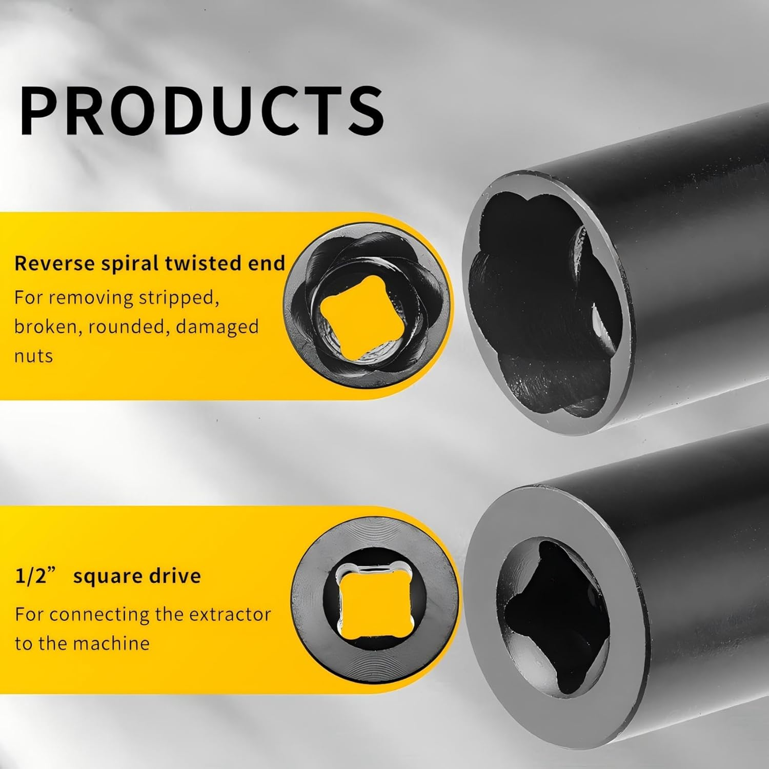 6 PCS Lug Nut Removal Tool, 1/2-Inch Drive Impact Twist Socket Set & Bolt Extractor Set, Wheel Lock Removal Kit for Removing Damaged, Frozen, Rusted, Nuts & Screws, Cr-Mo Steel image number 6