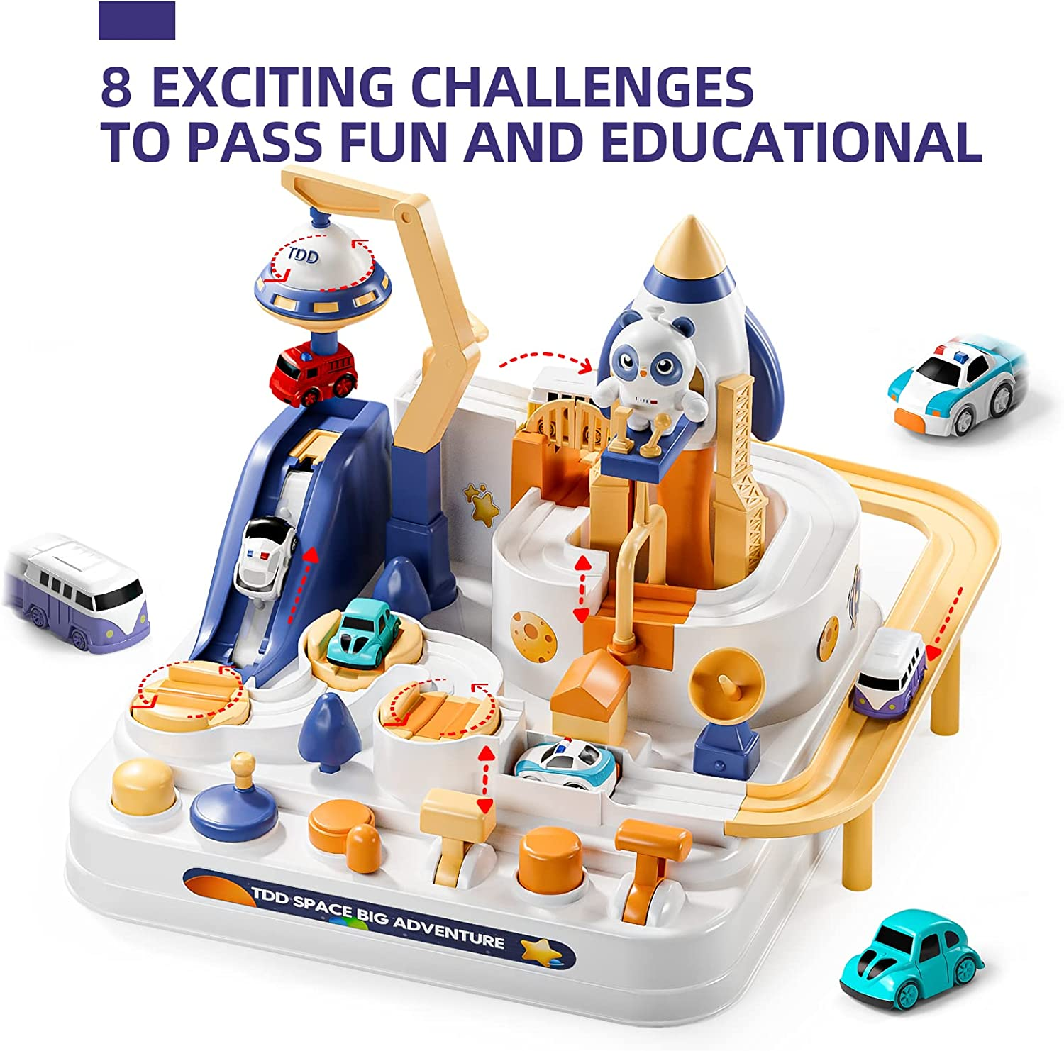 Toys for 3 Year Old Boys,Cars Race Track Adventure Toys with 6 Vehicle, Educational Montessori Toy Gifts for 3 4 5 6 Year Old Girls Boys image number 5