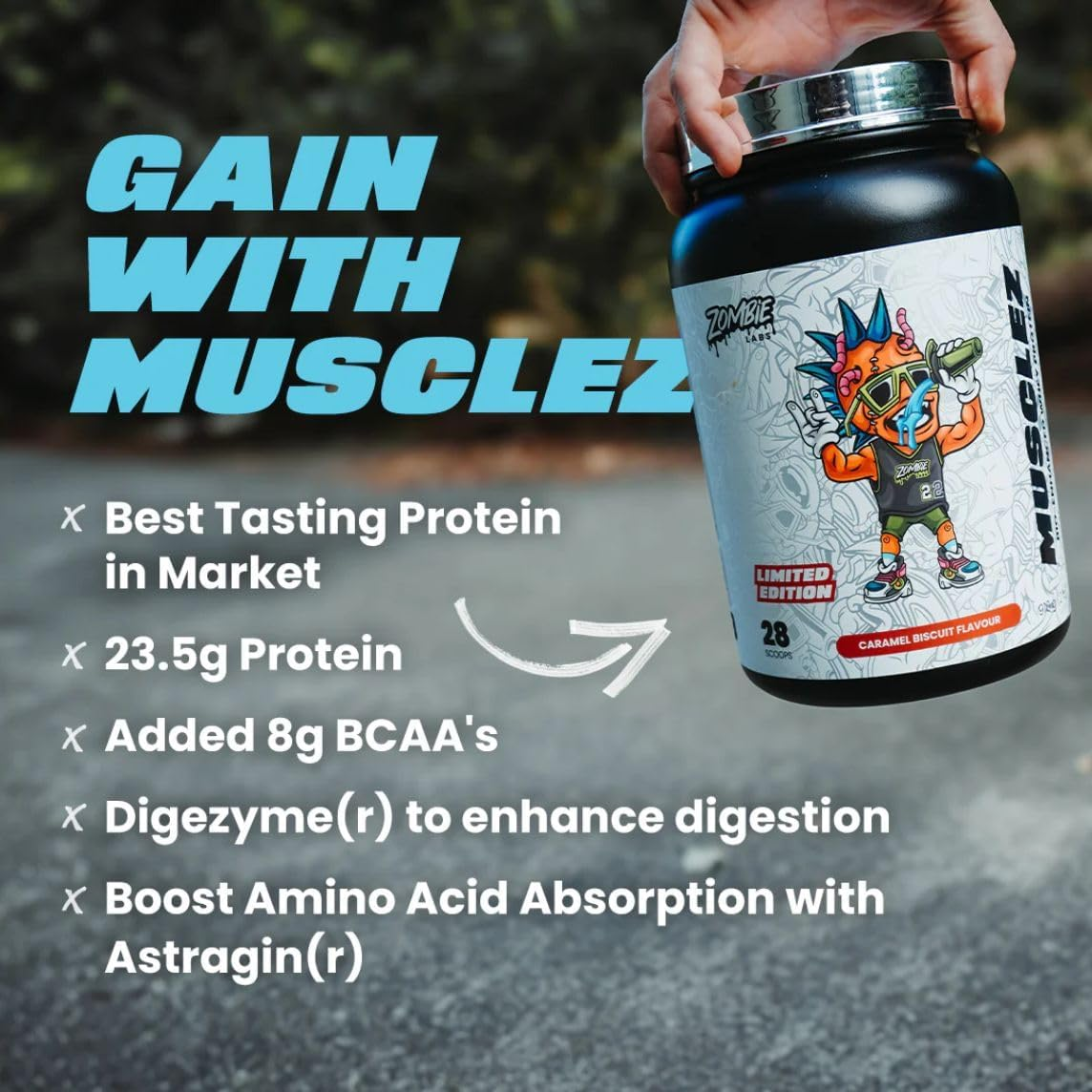 Zombie Labs Musclez Whey Protein 28 Serves Strawberry Milkshake image number 2
