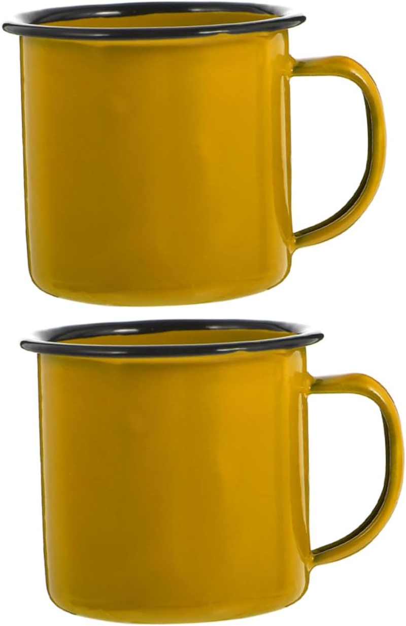 2Pcs Vintage Style Enamel Mugs Retro Coffee Tea Drinking Cups for Camping Travel and Office Use and Practical Water Cups image number 6