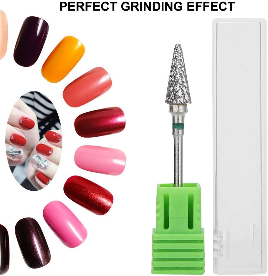 Nail Drill Bits, Tungsten Steel Drill Bits for Nails, Nail Art Drill Bit, Electric Pedicure Manicure Grinding Head Nail Polishing Accessory, Manicure Drill Bit for Nails(Green Label) image number 6