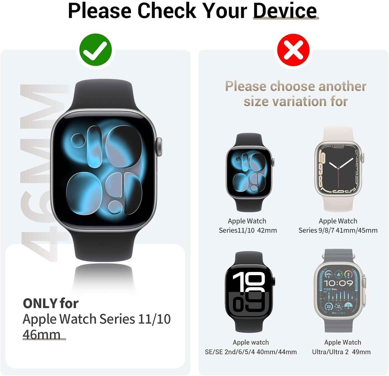 T Tersely(3 Pack) Case Compatible with Apple Watch Series 11/10-46Mm, Built-In Thin HD Tempered Glass Screen Protector Overall Cover Replacement for Iwatch S11/S10 2024 2025 - Black