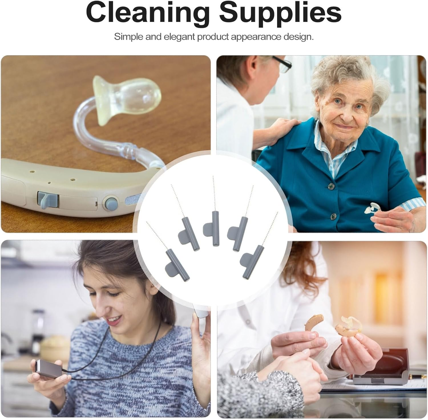 SAFIGLE Hearing-Aid Cleaner Brush Set 5Pcs with Handle Portable Maintenance Tube Cleaning Household Hearing Aid Accessories for Sound Tube Care image number 2