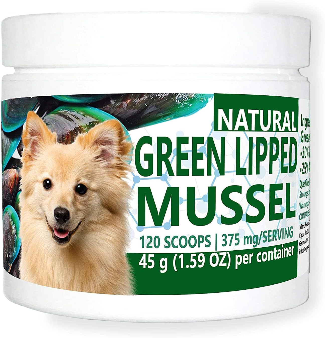 Green Lipped Mussel Powder for Dogs, All-Natural Hip & Joint Support Dietary Supplement Formula for Dogs (120 Servings) image number 3