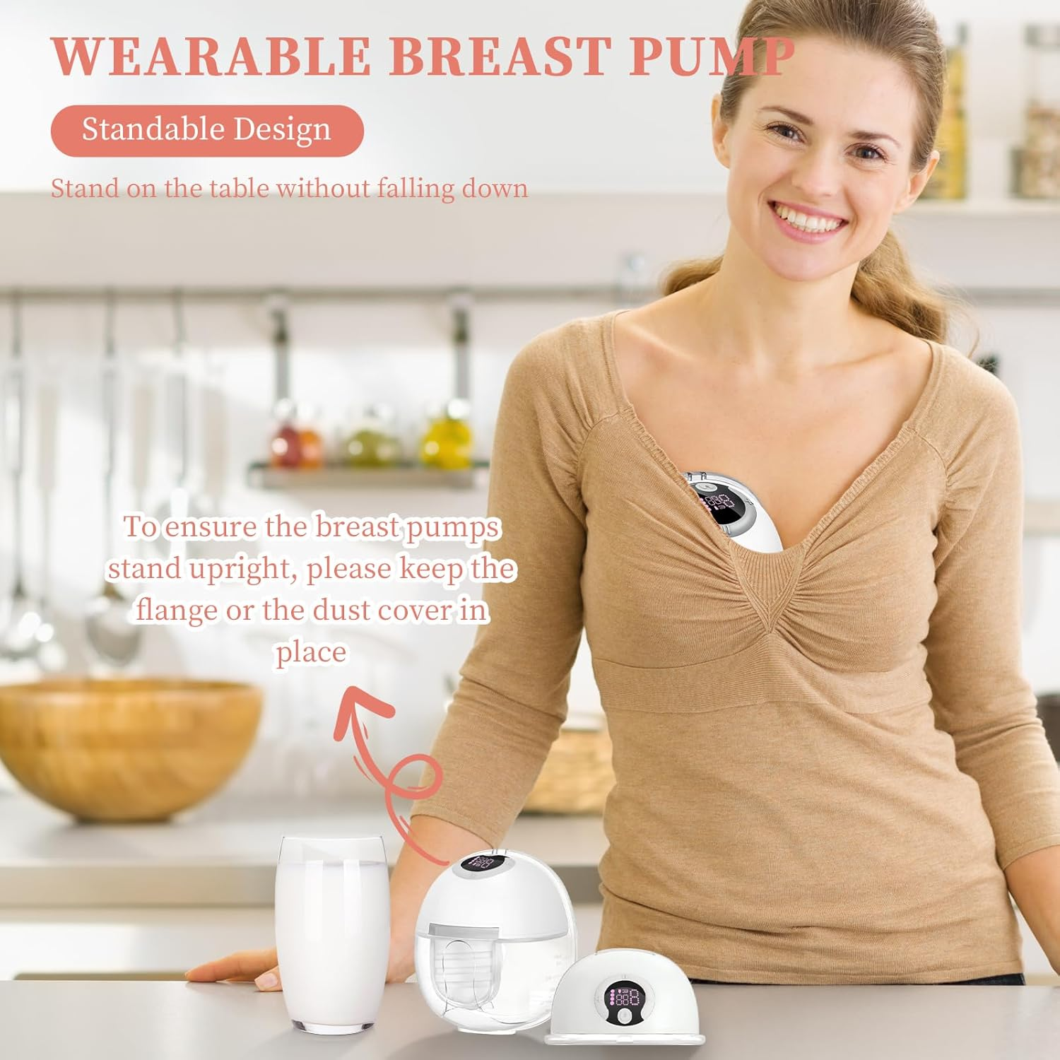 Wearable Breast Pump, Necomi S32 Hands Free Breast Pump, for Breastfeeding with Memory Function, 4 Modes and 9 Levels, Portable Wireless Breast Pumps - 24Mm,1 Pack image number 4