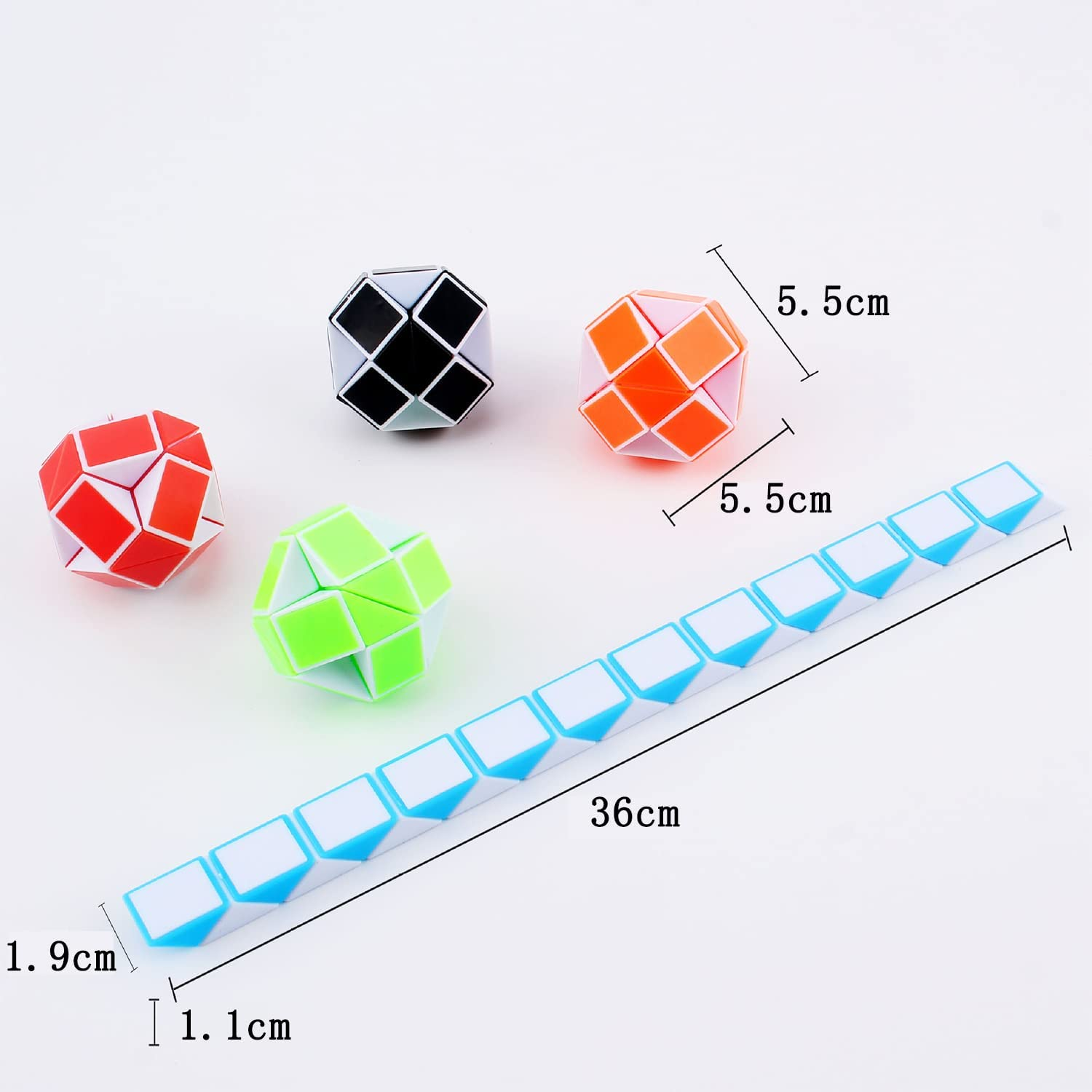 Large Size 8 PCS 24 Blocks Magic Snake Cube,Magic Snake, Magic Ruler, Plastic Puzzle Cube, Finger Sensory,Snake Puzzles for Stress Relief,Party Favours, Random Color image number 6