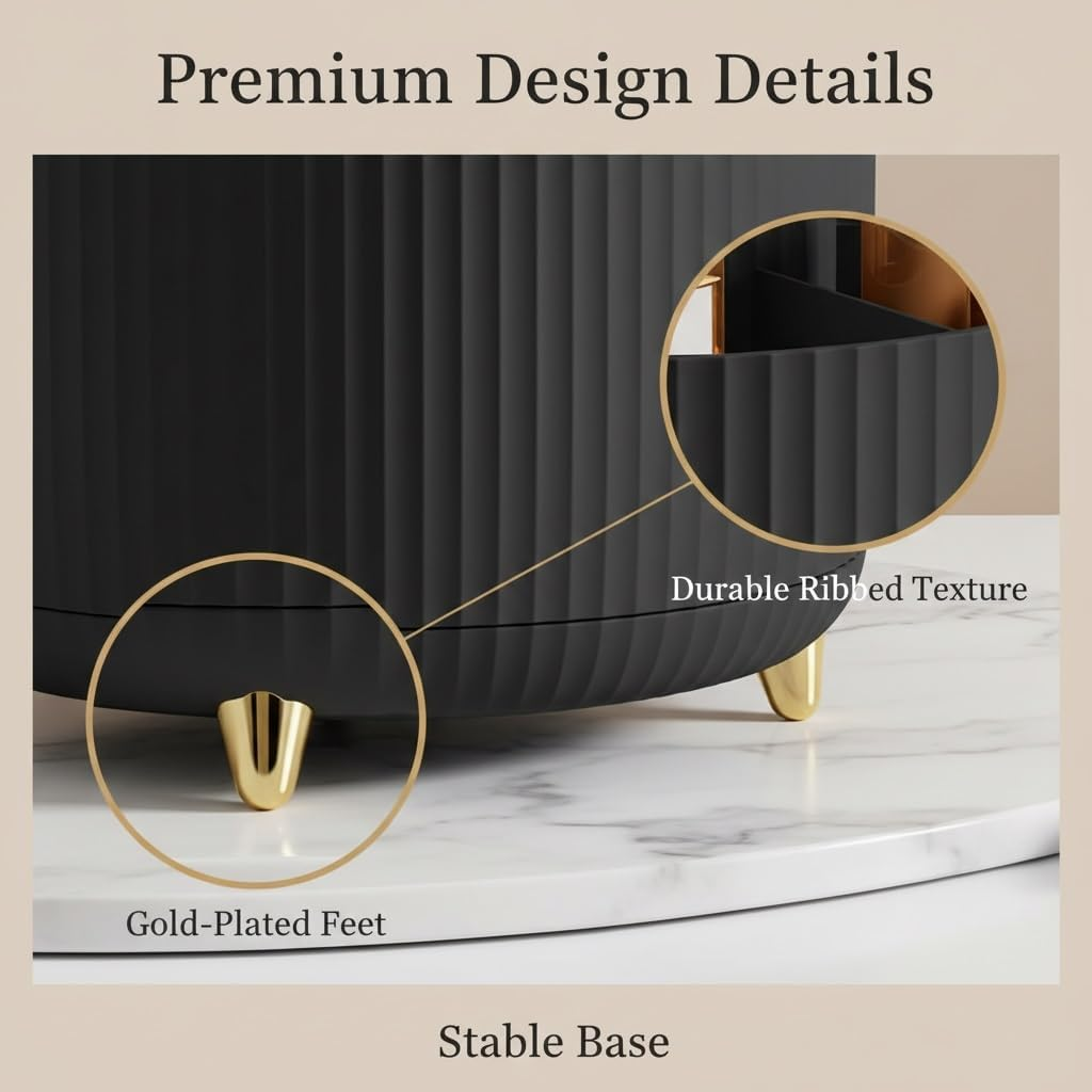 Spinning Makeup Brush Holder, 360&deg; Rotating Makeup Brush Organizer with 5 Slots, Large Capacity Cosmetic Storage Cup for Makeup Brushes, Lipsticks, Nail Polish, Bathroom Vanity Organizer(Black) image number 5