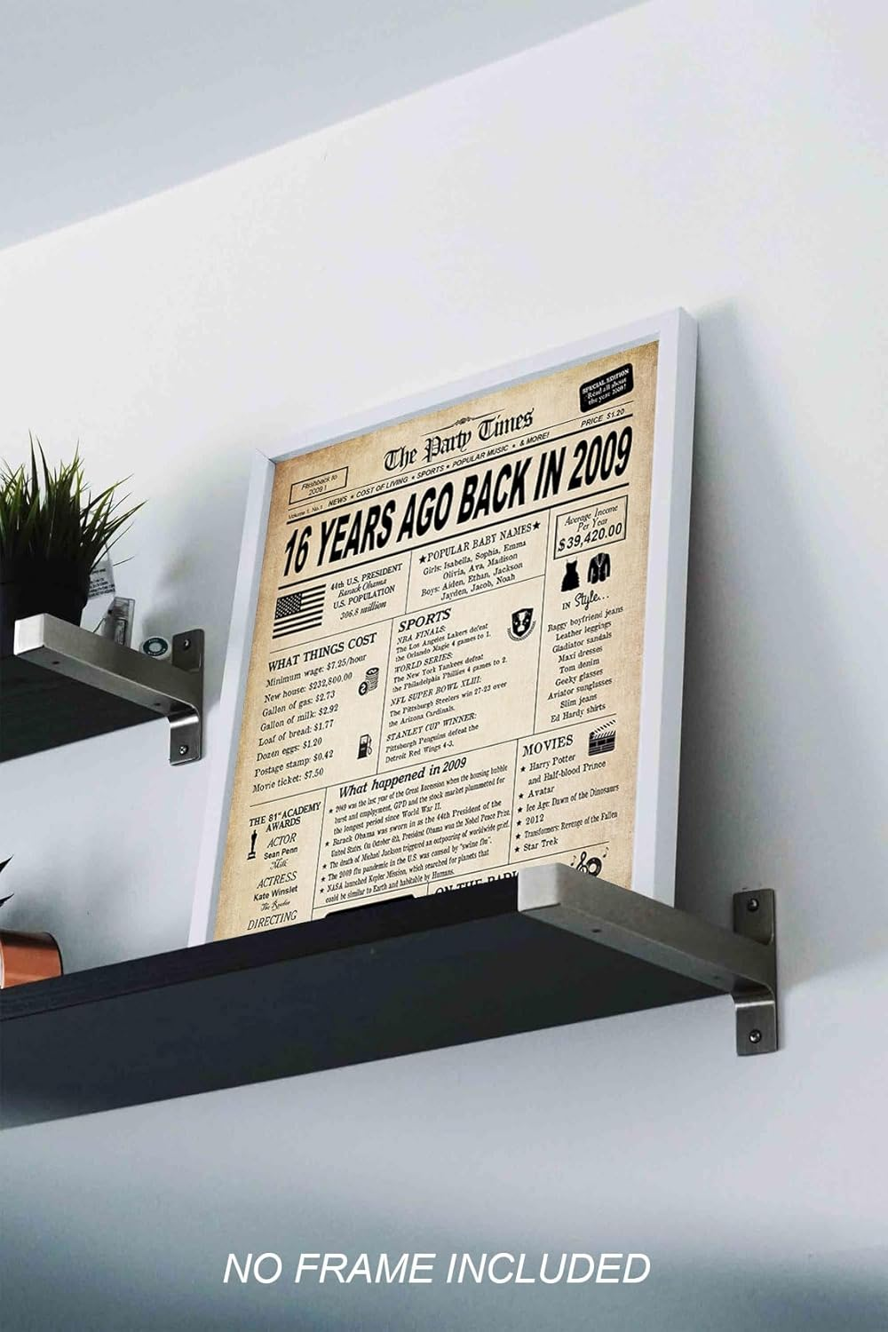 GIFTSFARM 16Th Birthday Decorations for Boys and Girls, Back in 2009 Print, 16Th Birthday Card, Vintage Party Poster Supplies Anniversary Centerpiece for Teens, 16 Birthday Decoration, Sweet 16 image number 1