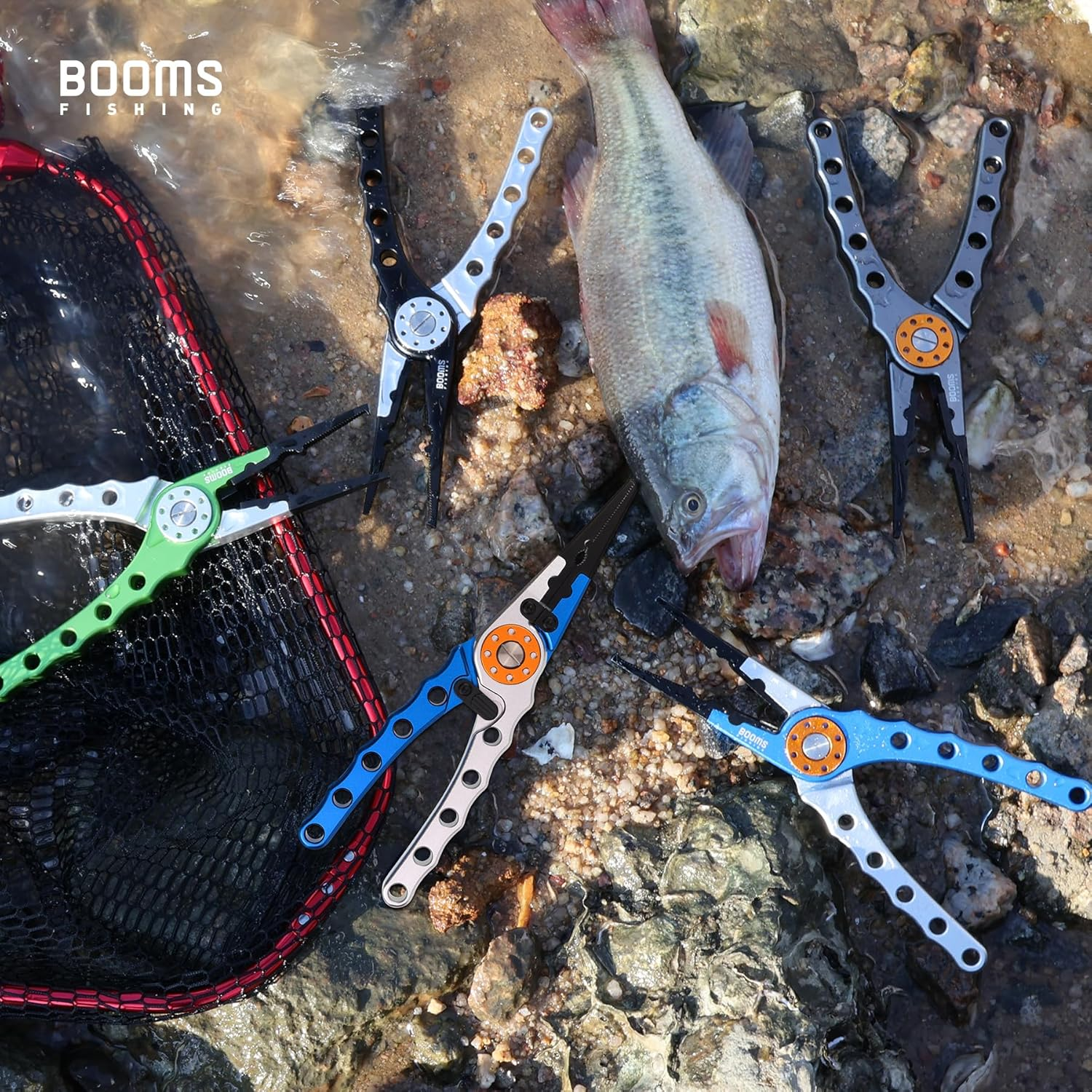 Booms Fishing X1 Aluminum Fishing Pliers Saltwater, Surf Fishing Tackle Kit, Fishing Multitool Hook Remover Braided Fishing Line Cutting and Split Ring with Coiled Lanyard and Sheath - Blue With Lock image number 2