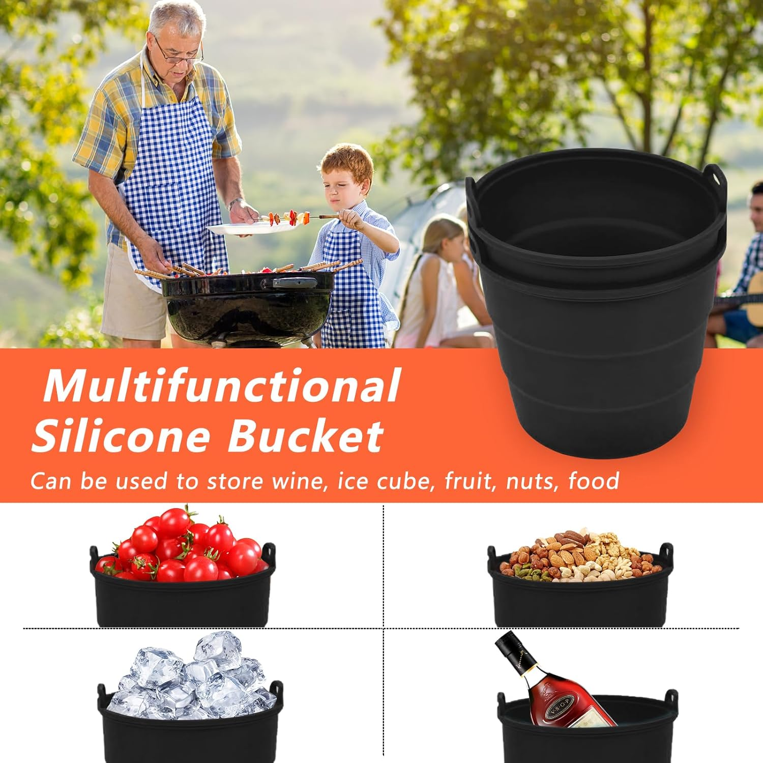 2 PCS Reusable Silicone Grease Bucket Liner for Traeger Drip Tray Liner for Traeger Grill Accessories for Pit BOSS Pellet Grill Traeger Pro Series Tailgater Ironwood Grill image number 5