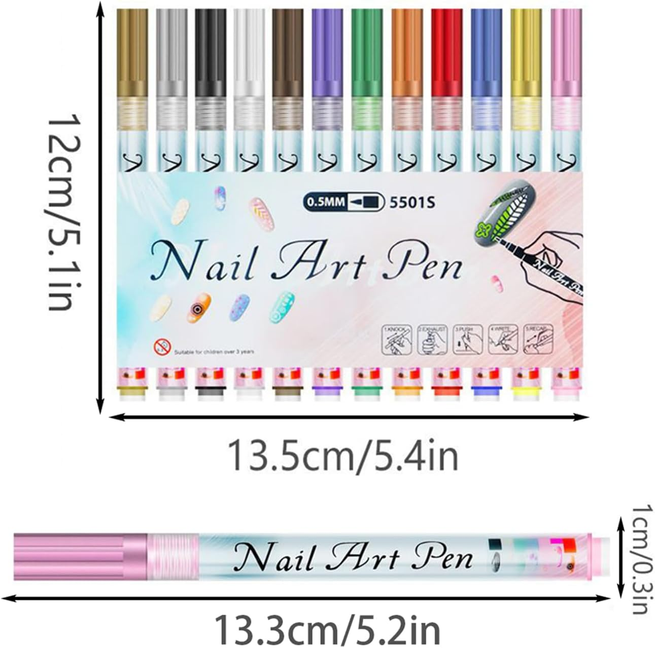 Nail Markers, 0.5Mm Portable Nails Tools,Doodle Pen Dotting Marker - for Manicure Decorating Lining Tracing image number 1
