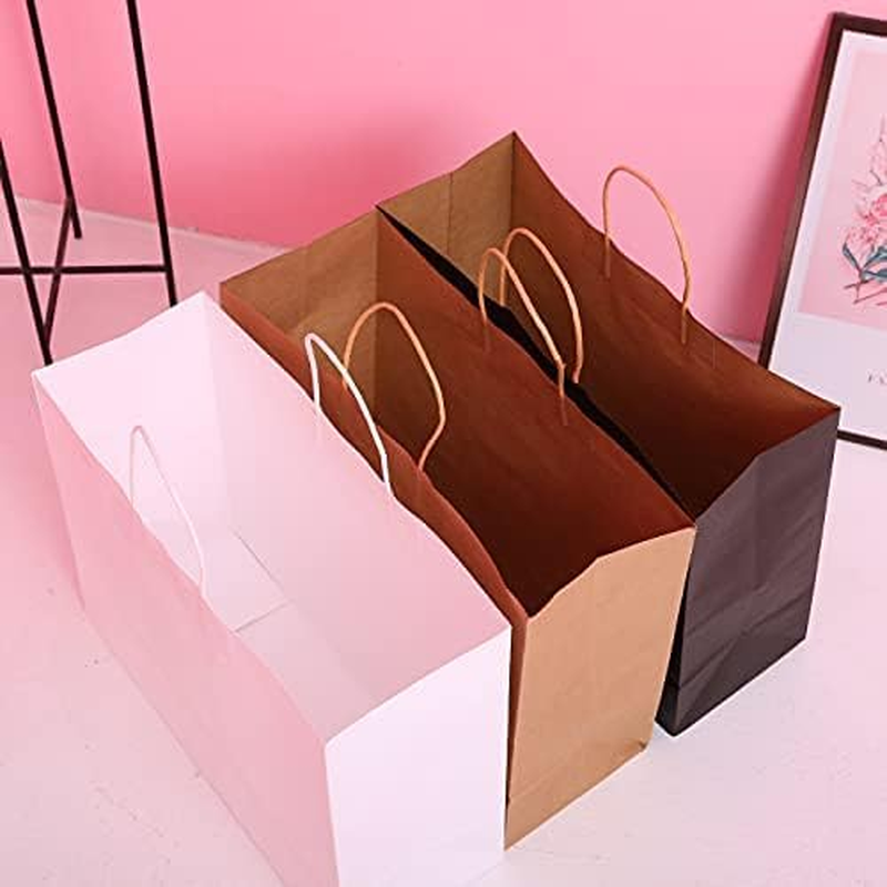 SHIPKEY 25Pack White Paper Bags, White Paper Bags with Handles, 40X15X30Cm Merchandise Bags, Retail Bags, Extra Large White Gift Bags (16X6X12 Inches) image number 5
