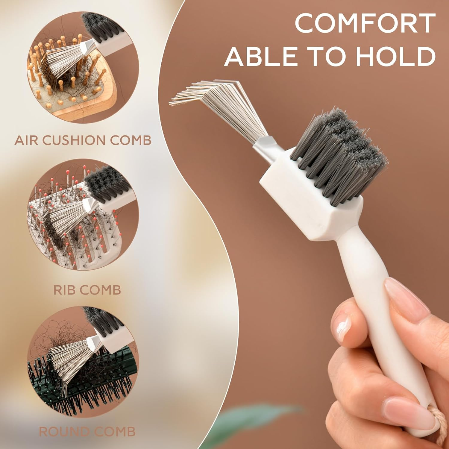 2 Pack 2 in 1 Hair Brush Cleaner,Hairbrush Cleaner Toolcomb Cleaner,Self Cleaning Hair Brush for Removing Hair and Dust Home or Salon Use image number 6