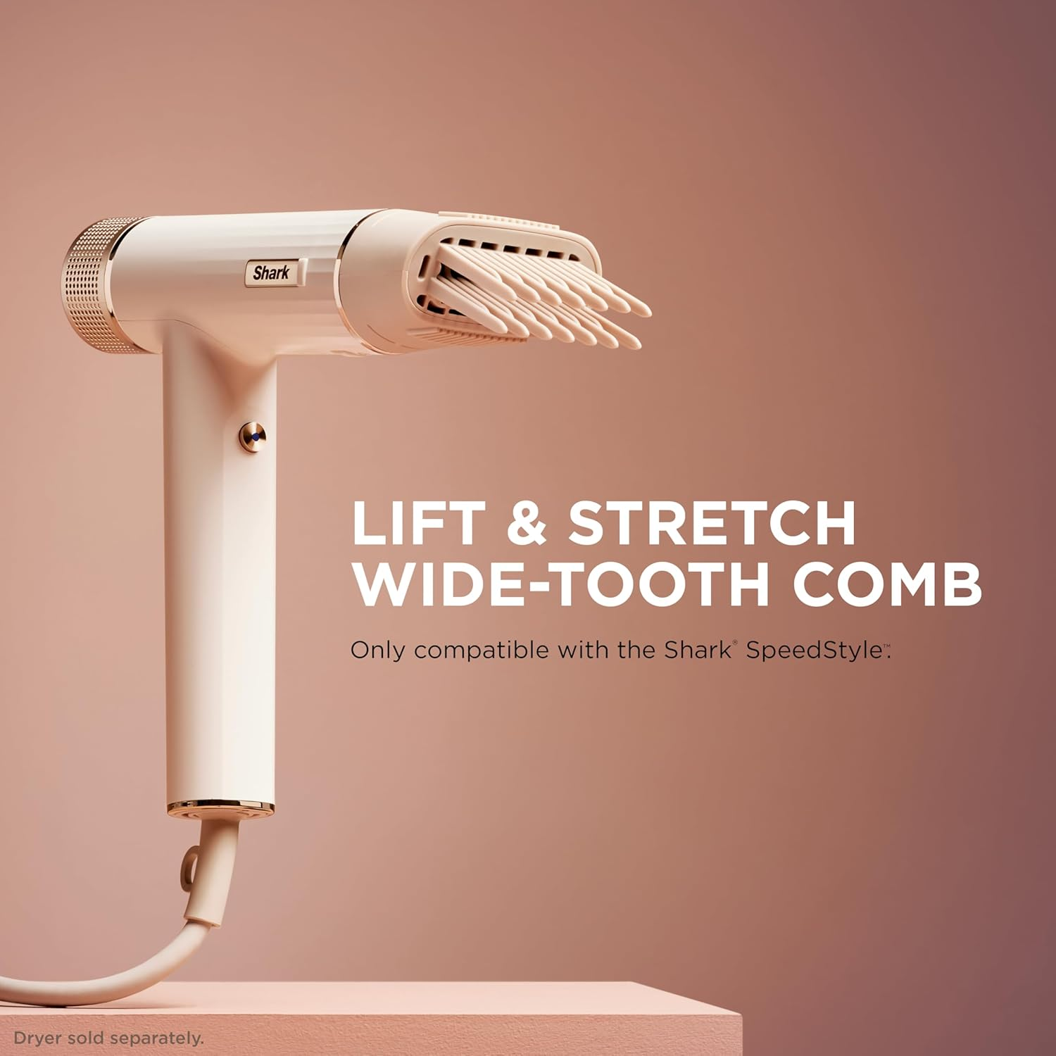 Shark XSKHD3WTCA Speedstyle Lift & Stretch Wide-Tooth Comb, Blow Dryer Comb Attachment for Shark Speedstyle, Styling Tool, for Curly & Coily Hair, Stone