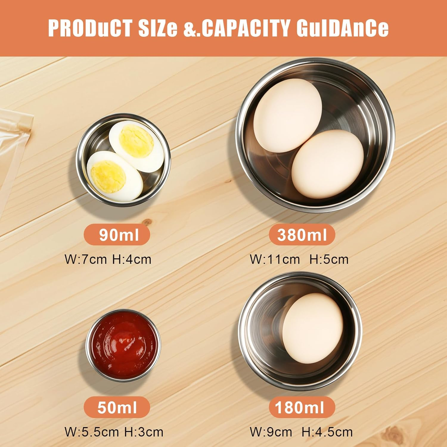 4Er Stainless Steel Snack Box Set with Silicone Lids, Lunch Box for Kids, Snack Container&Stainless Steel Containers for Fridge Storage, Meal Prep, Salad Dressing Container to Go (1.7/3.1/6.1/12.9 Oz)