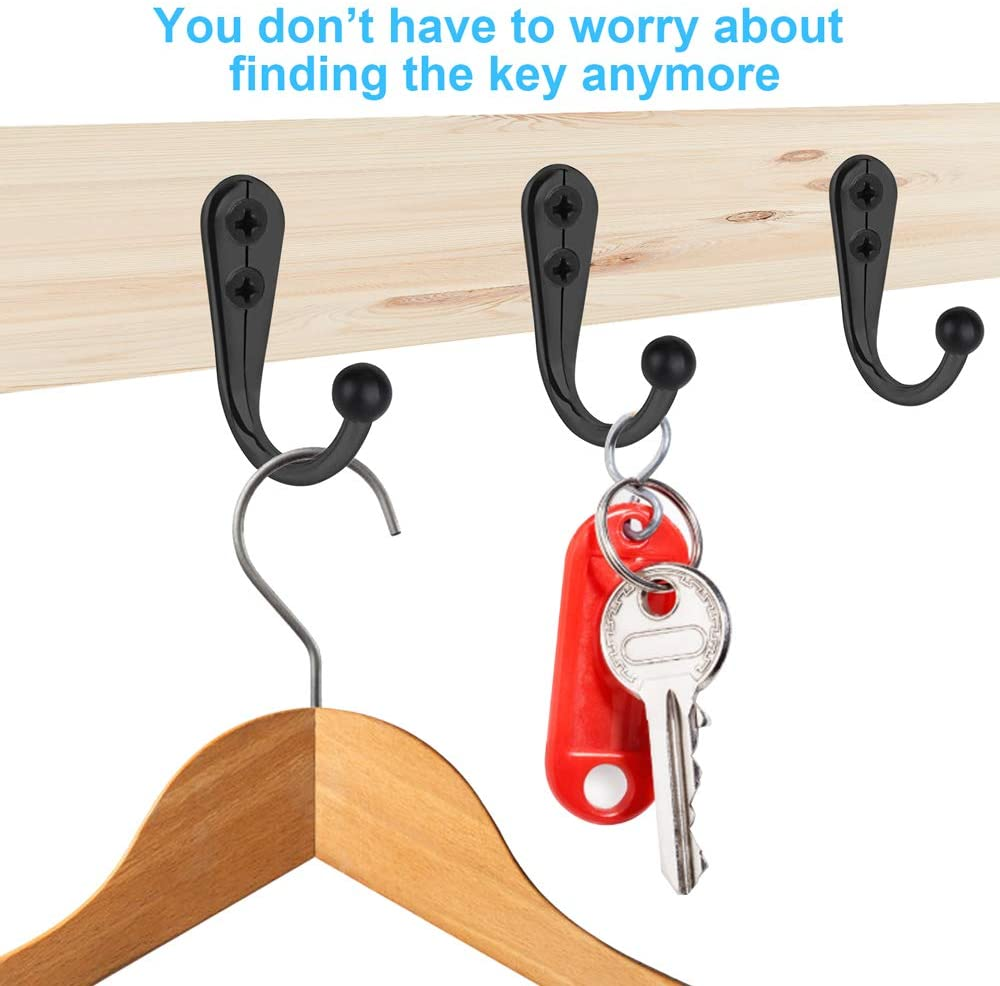 10 PCS Coat Hooks Wall Mounted, Premium Black Heavy Duty Metal Wall Hooks for Hanging Coats, Wall Hook, Coat Hook, Towel Hooks for Hat Keys Closet Bag Backpack Hanger Farmhouse with 20 Screws image number 3