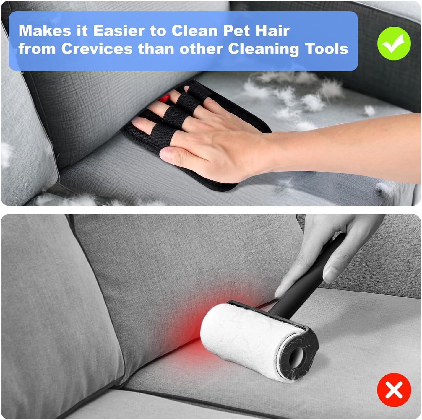 VICDUEKG Fellmagnet, 2025 Pet Hair Remover Glove, Pack of 2 Reusable Fur Magnetic Gloves, Cat Grooming Gloves for Clothes, Car Seats, Sofas image number 6