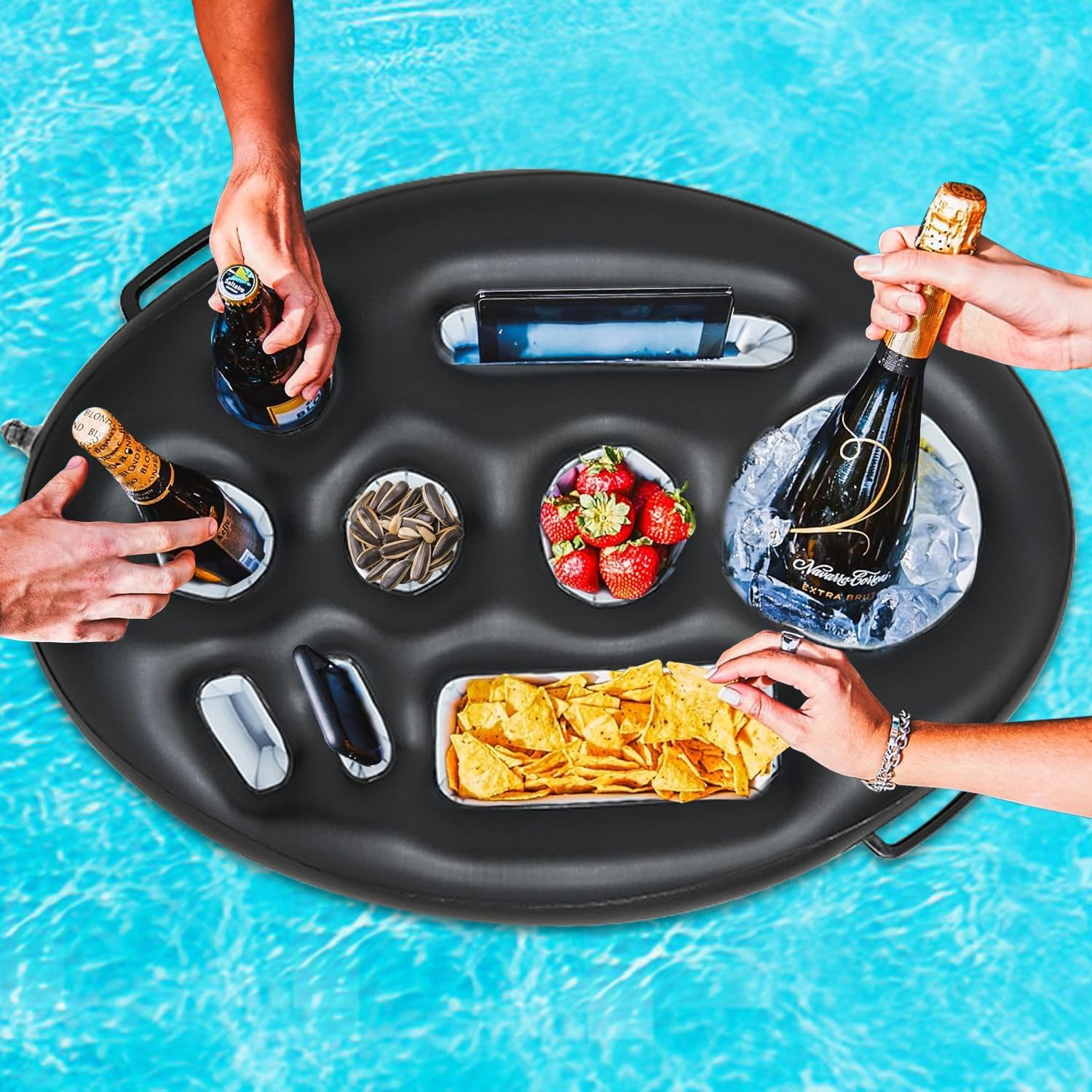 COZY CORE Inflatable Floating Drink Holder (Single) - 9 Holes, Large Capacity & Transparent Material, Drink Float for Pool Party Beach image number 1