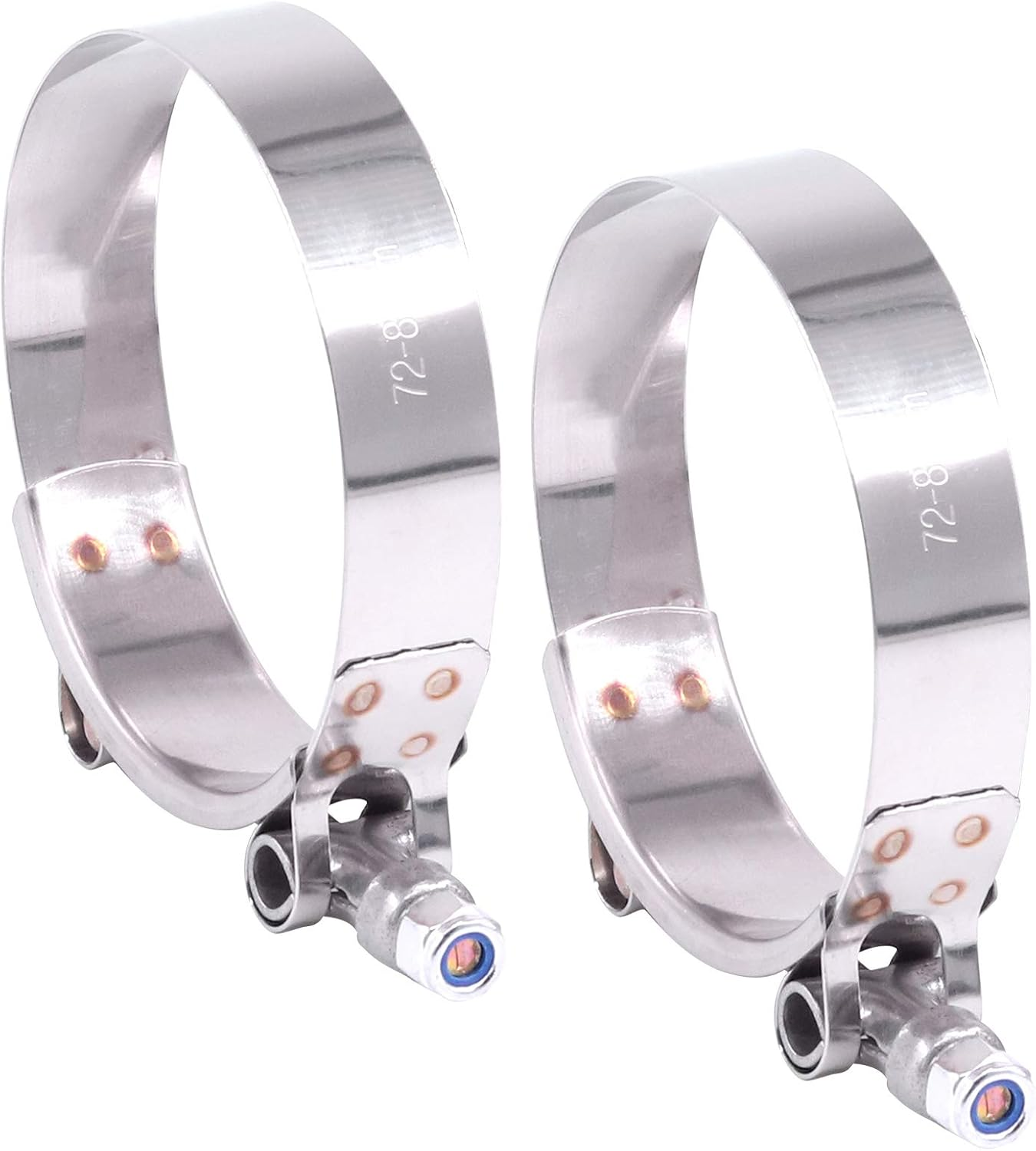 Hilitchi 2Pcs Stainless Steel T-Bolt Clamps with Rounded Band Edges Heavy Duty Turbo Intake Intercooler Clamp (72-80MM) for 2 3/4 Inch image number 5