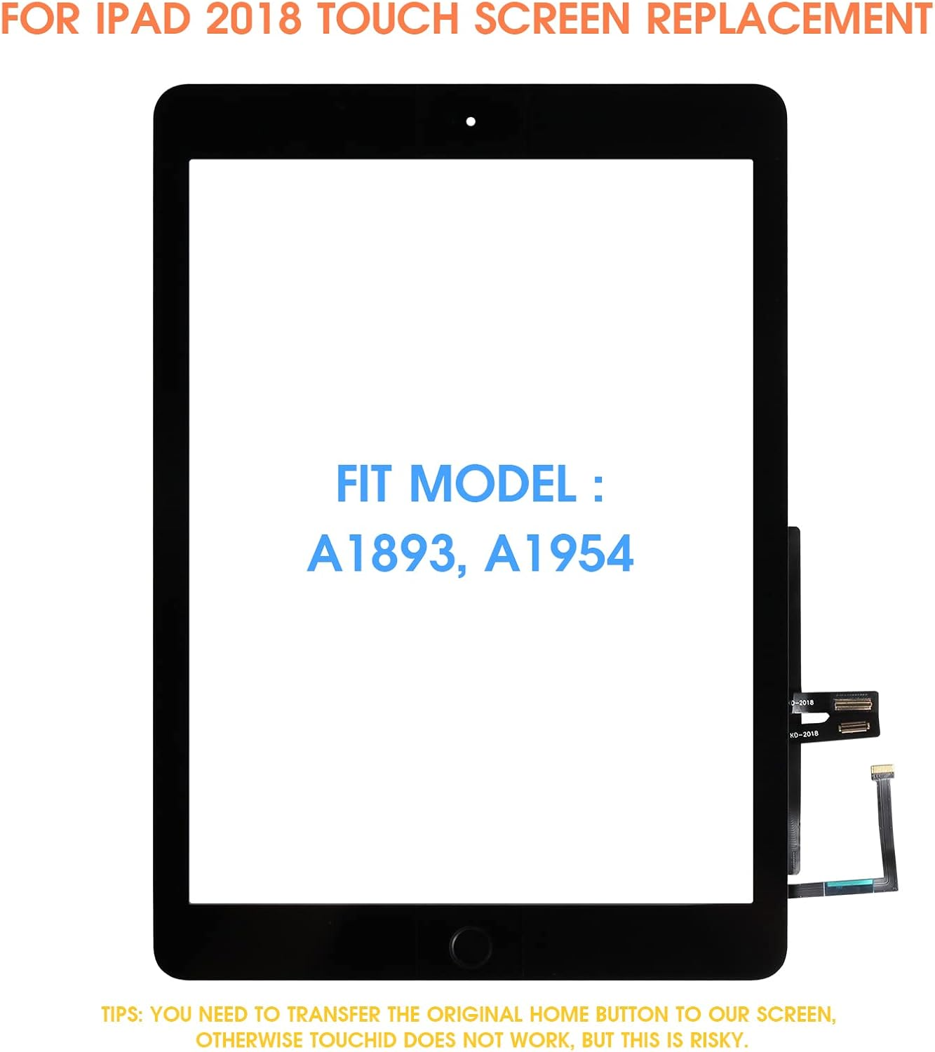 ARSSLY Touch Screen for Ipad 6 9.7 A1893 A1954 2018 Digitizer Screen for Ipad 6 with Home Button, Touch Screen Replacement for Ipad 6Th with Repair Kit (No LCD Display) image number 5