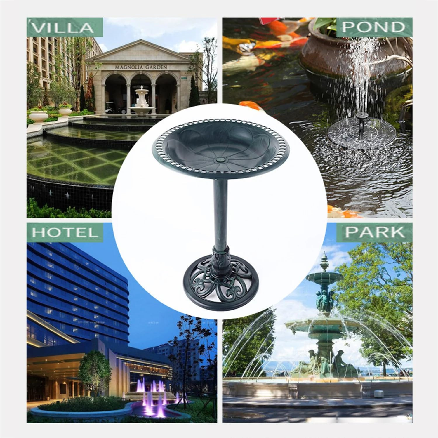 Birdbath Water Bowl Bird Bath Feeder Station Outdoor Pedestal Garden Decor Art image number 3