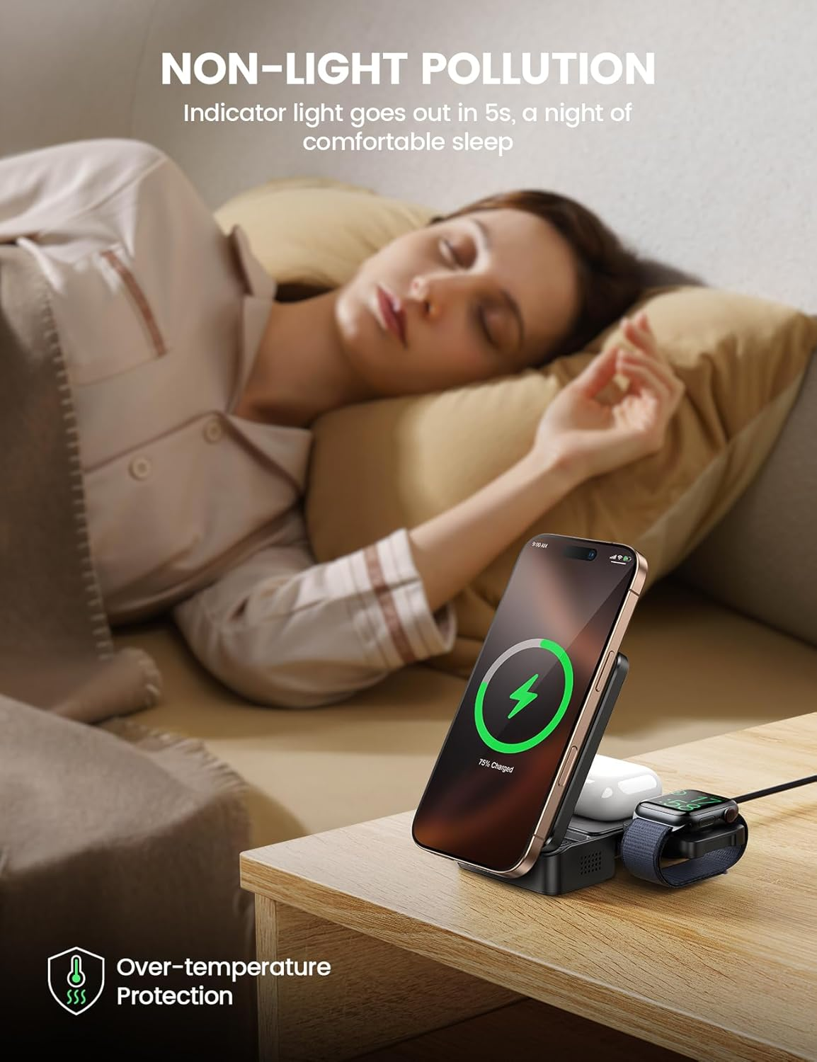 Lamicall 3 in 1 Charging Station for Apple - Foldable Wireless Charger Stand for Mag Safe Portable, Travel Wireless Charger Station for Multiple Devices for Iphone 16, 15, 14, 13, Apple Watch, Airpods image number 5