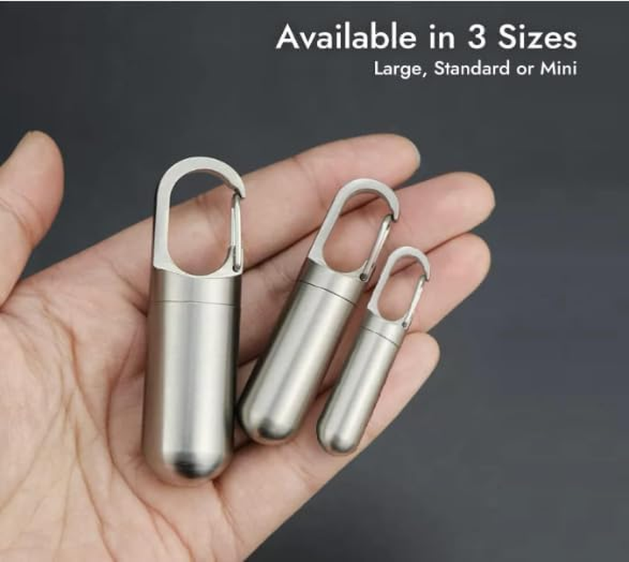 Pill Holder with Carabiner Style Clip, Aluminum Pill Fob Keychain, Portable Pill Box (Mini)