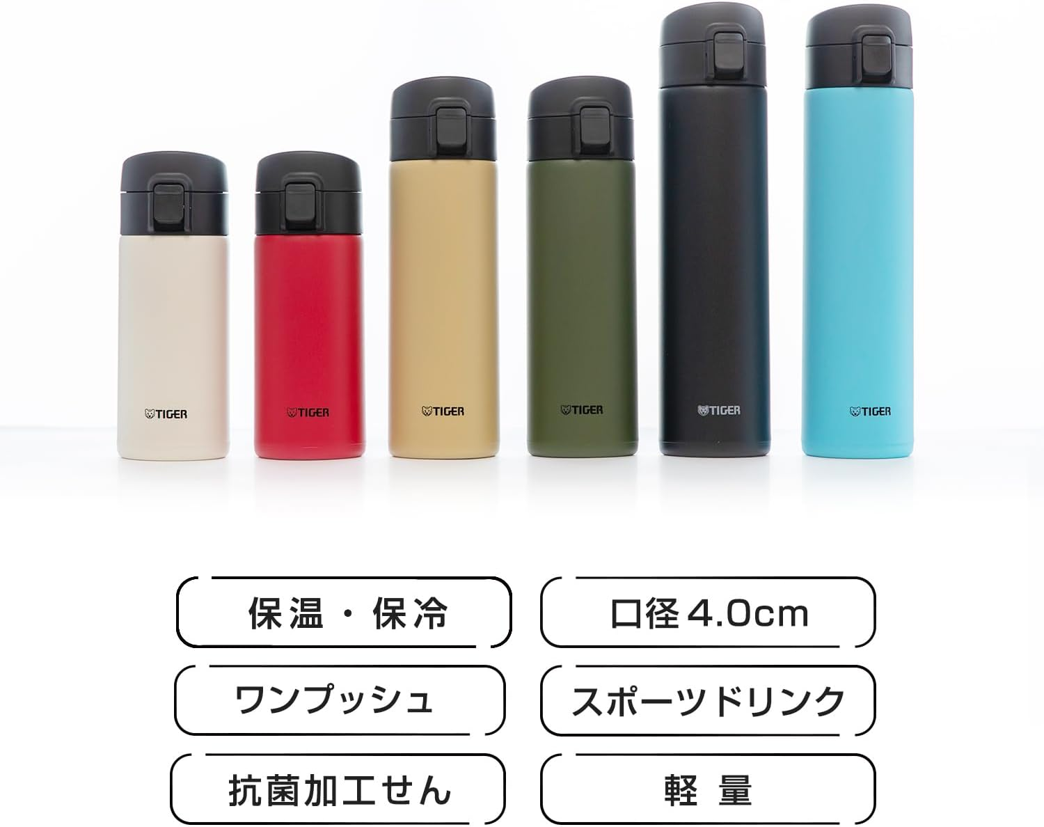 Tiger MKA-K060WK Water Bottle, 10.3 Fl Oz (600 Ml), One-Touch, Lightweight, Stainless Steel Bottle, Vacuum Insulated, Hot and Cold Insulated, White image number 6