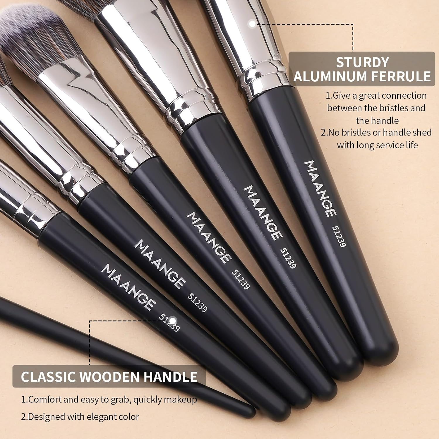 MAANGE 18Pcs Makeup Brushes Premium and Professional Makeup Brush Set with Case, Soft Bristles, for Foundation Blending Powder Concealers Make up Brushes(Silver) image number 1
