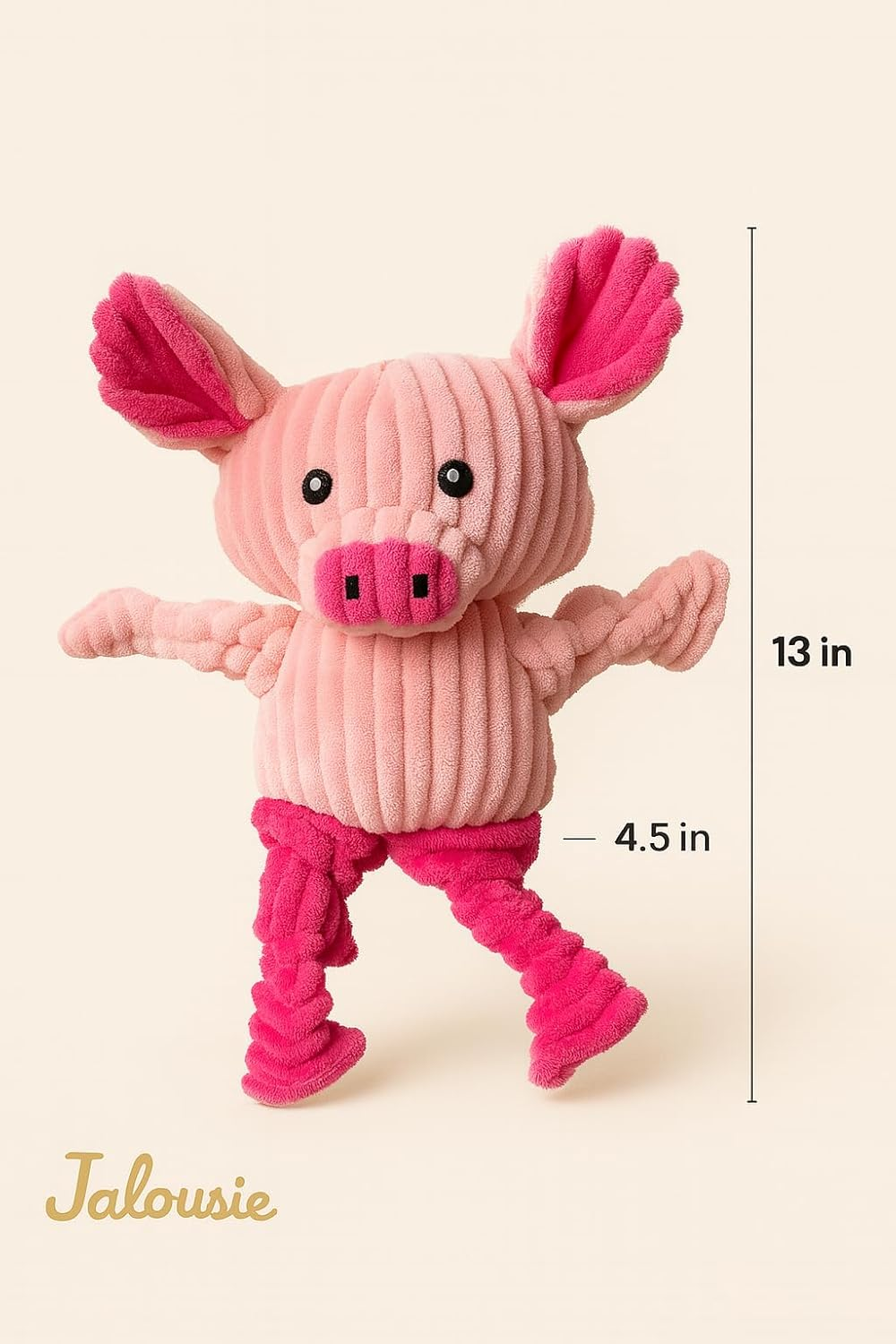 Jalousie Plush Toys Assortment Value Bundle Puppy Pet Mutt Squeak Toy for Medium Large Dogs (5 Pack Corduroy) image number 4