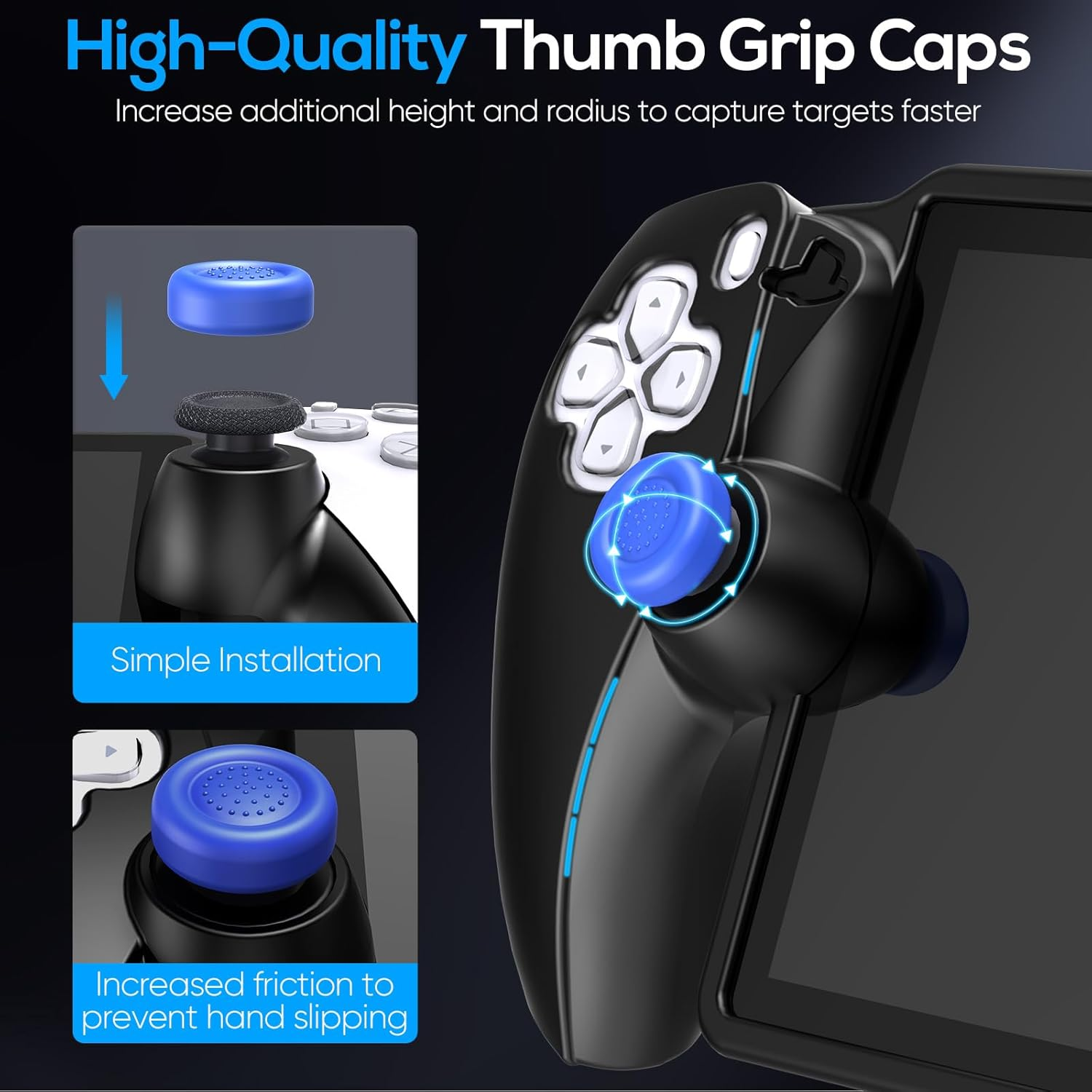 FYOUNG Protective Case for Playstation Portal, Silicone Soft Grip Cover Case Protector with Full Protection and Non-Slip Thumb Grips Accessories Kit for Playstation Remote Player (Black) - White image number 5