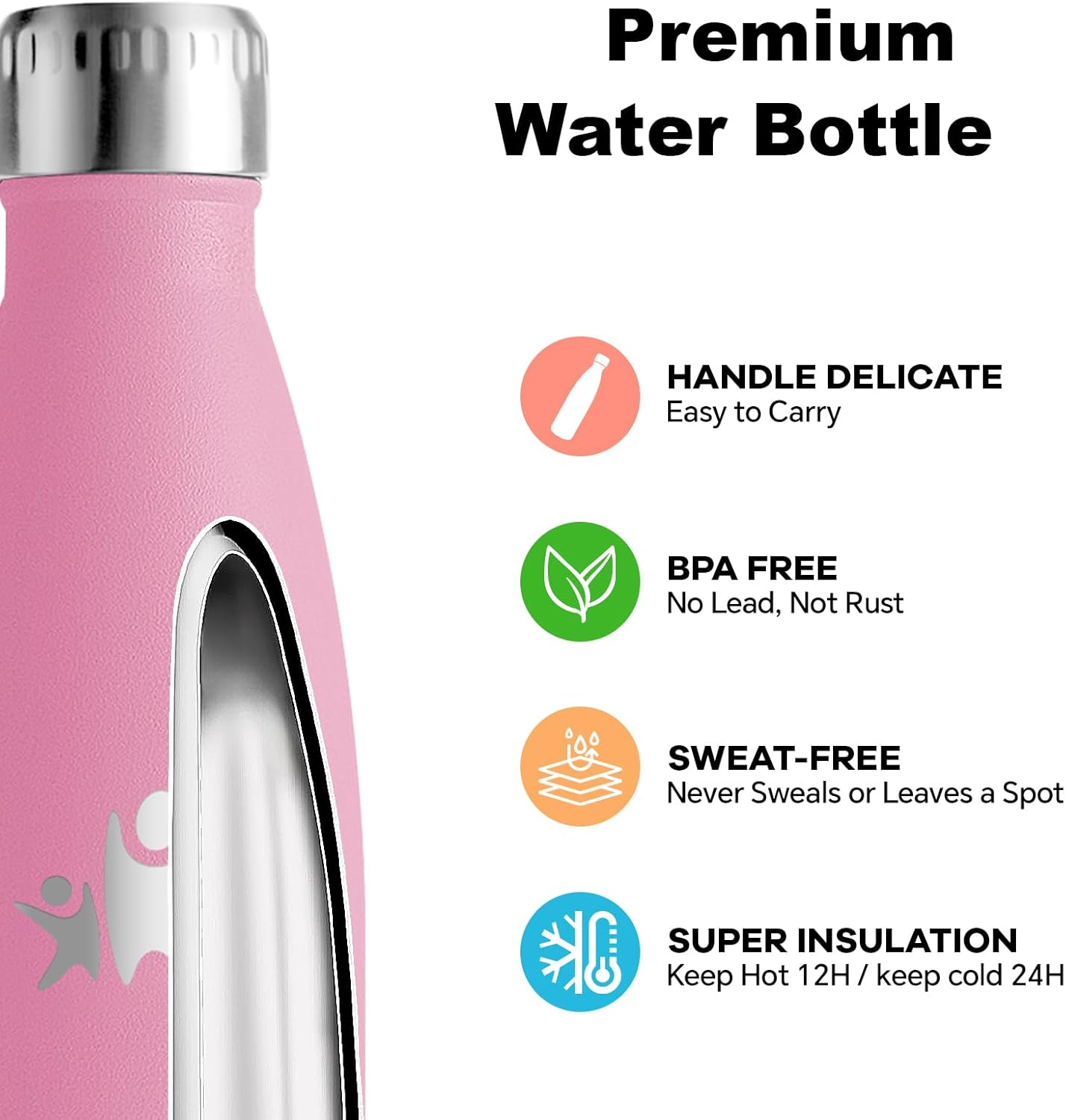 Stainless Steel Drinking Bottle, 750 Ml, Bpa-Free, Insulated Flask, Double-Walled, Leak-Proof, with Screw Cap, Girls' Water Bottle for School, Sports, Camping image number 4