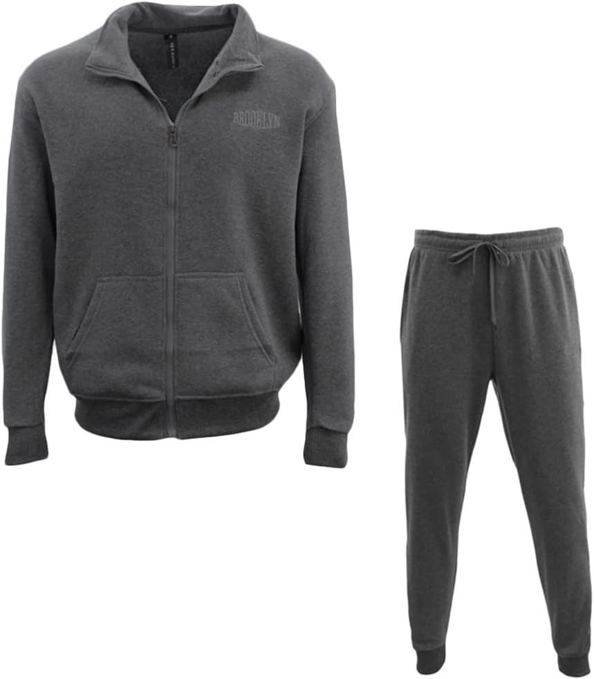 FIL Men'S Fleece Zip up Sweater Track Pants Set Tracksuit Sweatsuit - Brooklyn