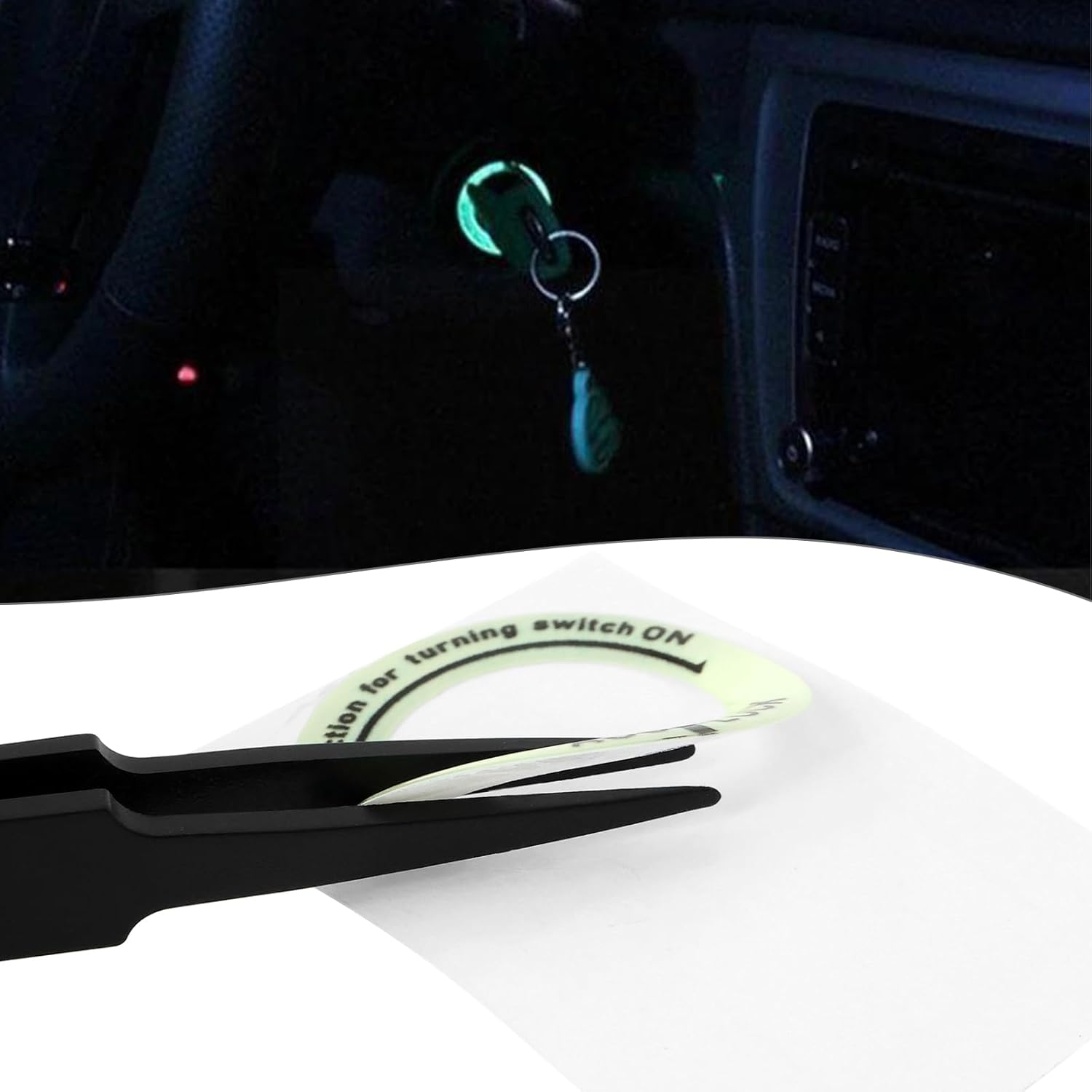 VGOL 5PCS Car Ignition Switch Luminous Ring Outer Diameter 34Mm Inner Diameter 23Mm Luminous Ignition Engine Start Cover Key Hole Ring Sticker image number 6