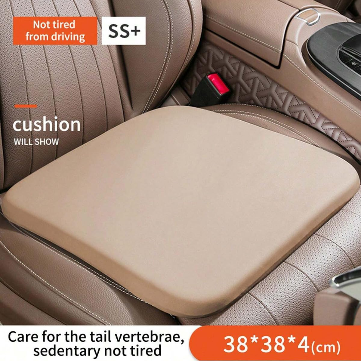 AIMALL Memory Foam Car Seat Cushion 15X15X1.57In Universal Breathable Pad for Driver and Passenger Four Seasons Use Tailbone Relief Support for Office Chair Black Grey Beige - Grey image number 4