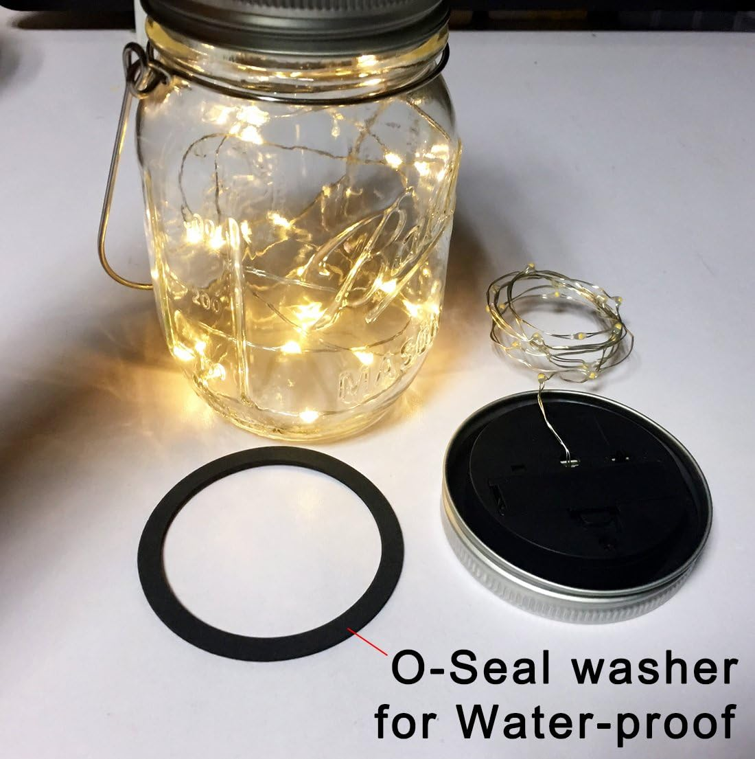Solar Mason Jar Lights, 4 Pack 30 Leds Waterproof Fairy Firefly String Lights Build-In Glass Mason Jar, Best Patio Garden Decor Solar Hanging Lanterns Outdoor Warm White (4 Pack-Mason Jars Included) image number 6