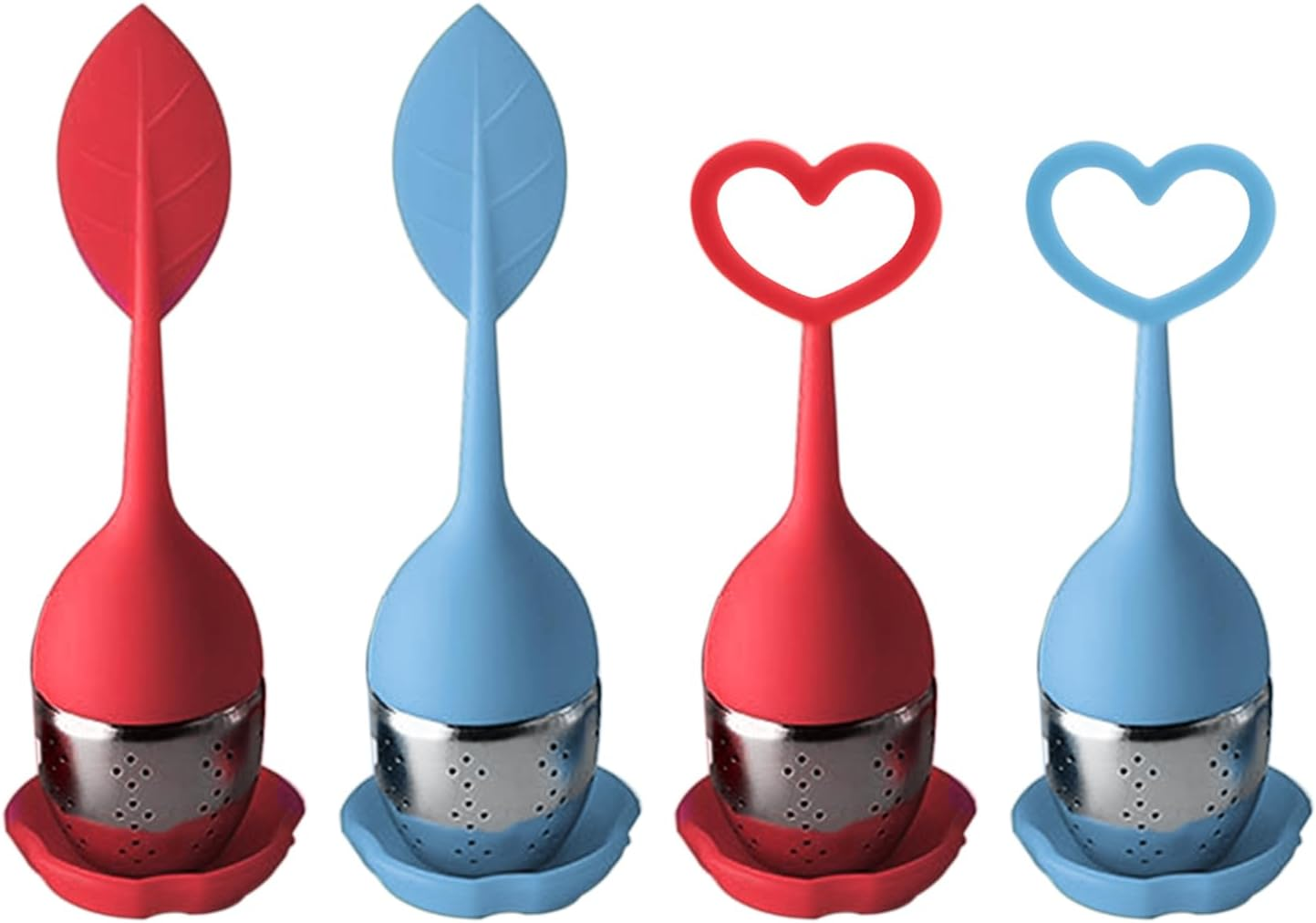 4 Pieces Loose Tea Infuser, Tea Infuser, Silicone Tea Infuser, Leaf Love Tea Infuser, Tea Strainer with Long Handle, Tea Preparation Tool Accessories image number 1