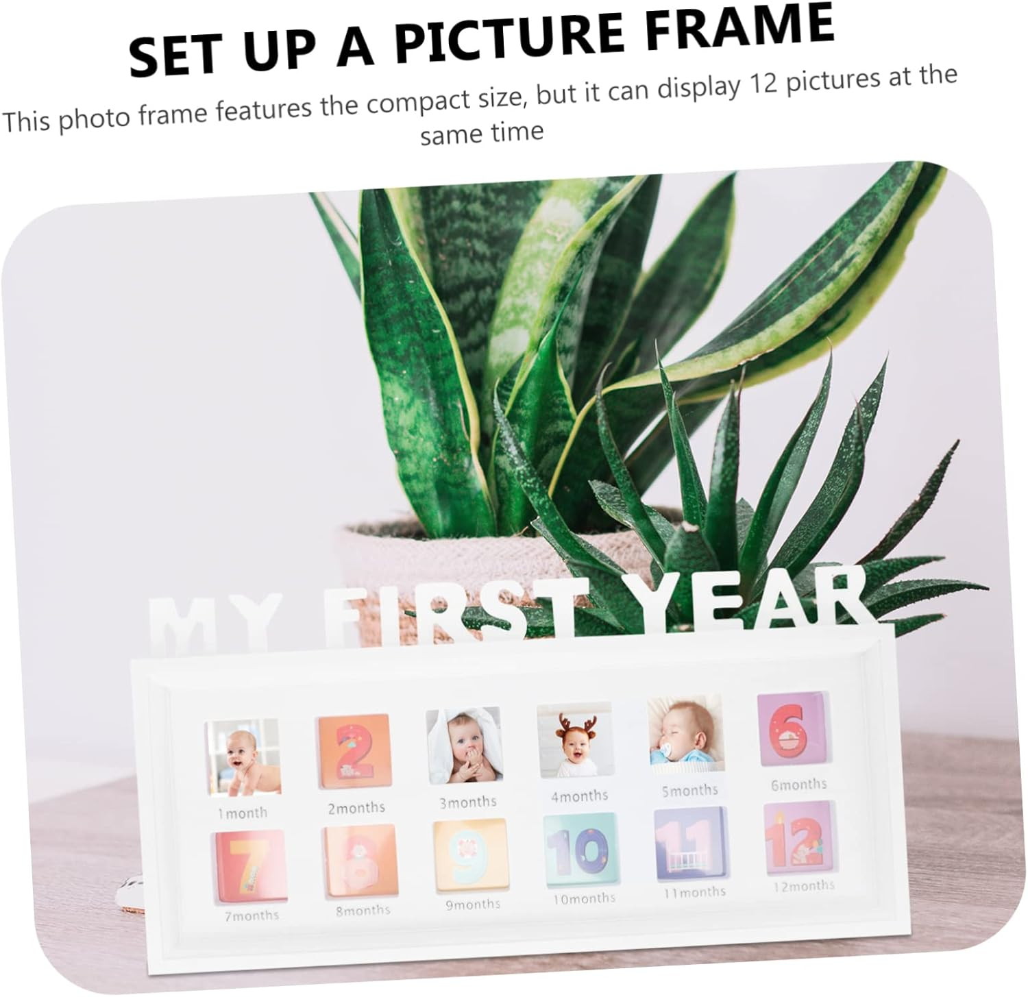 Month Growth Photo Frame Compact First Year Picture Holder for Boys Creative Milestone Display for Home Decor for Recording Memories - Blue image number 6