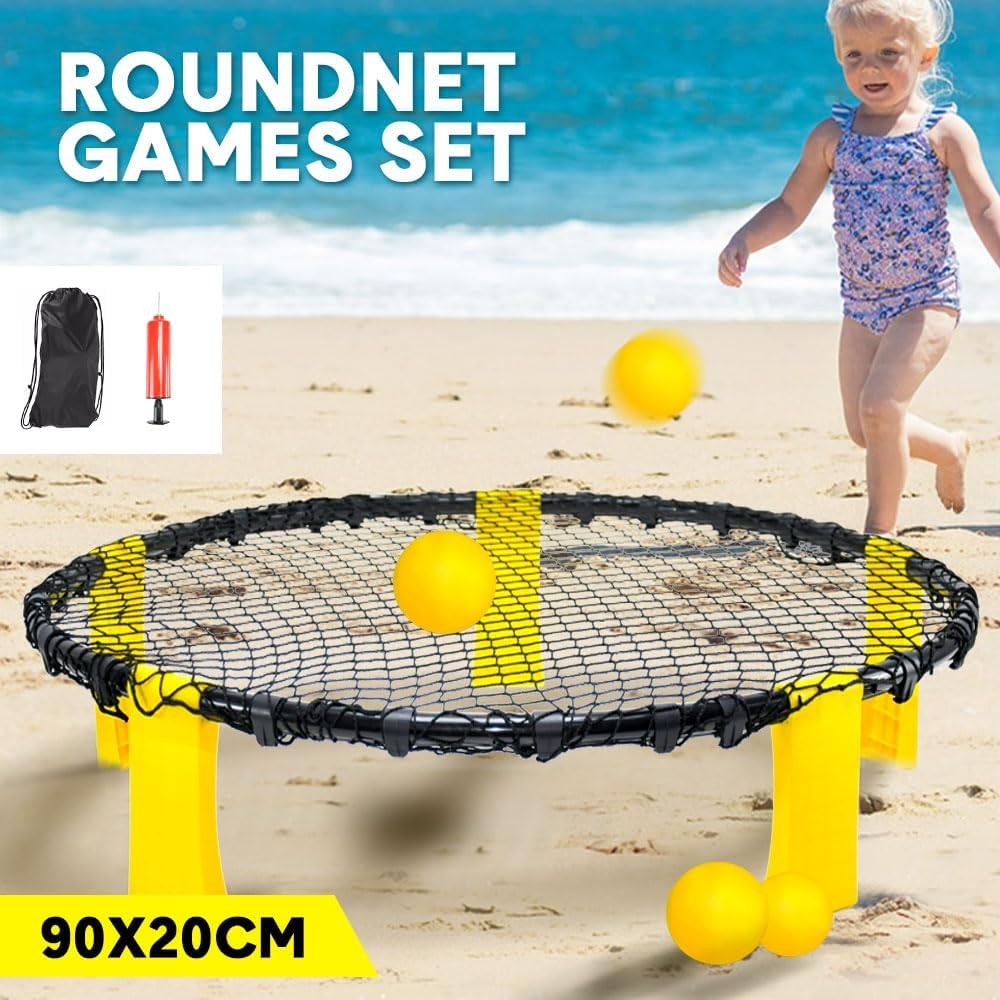ALSTON Portable Outdoor Spikeball Roundnet Game Set Team Beach Ball Game Bouncer Toy with Carrying Bag Net and 3 Balls Played Indoor Outdoor Lawn Beach Tailgating image number 1