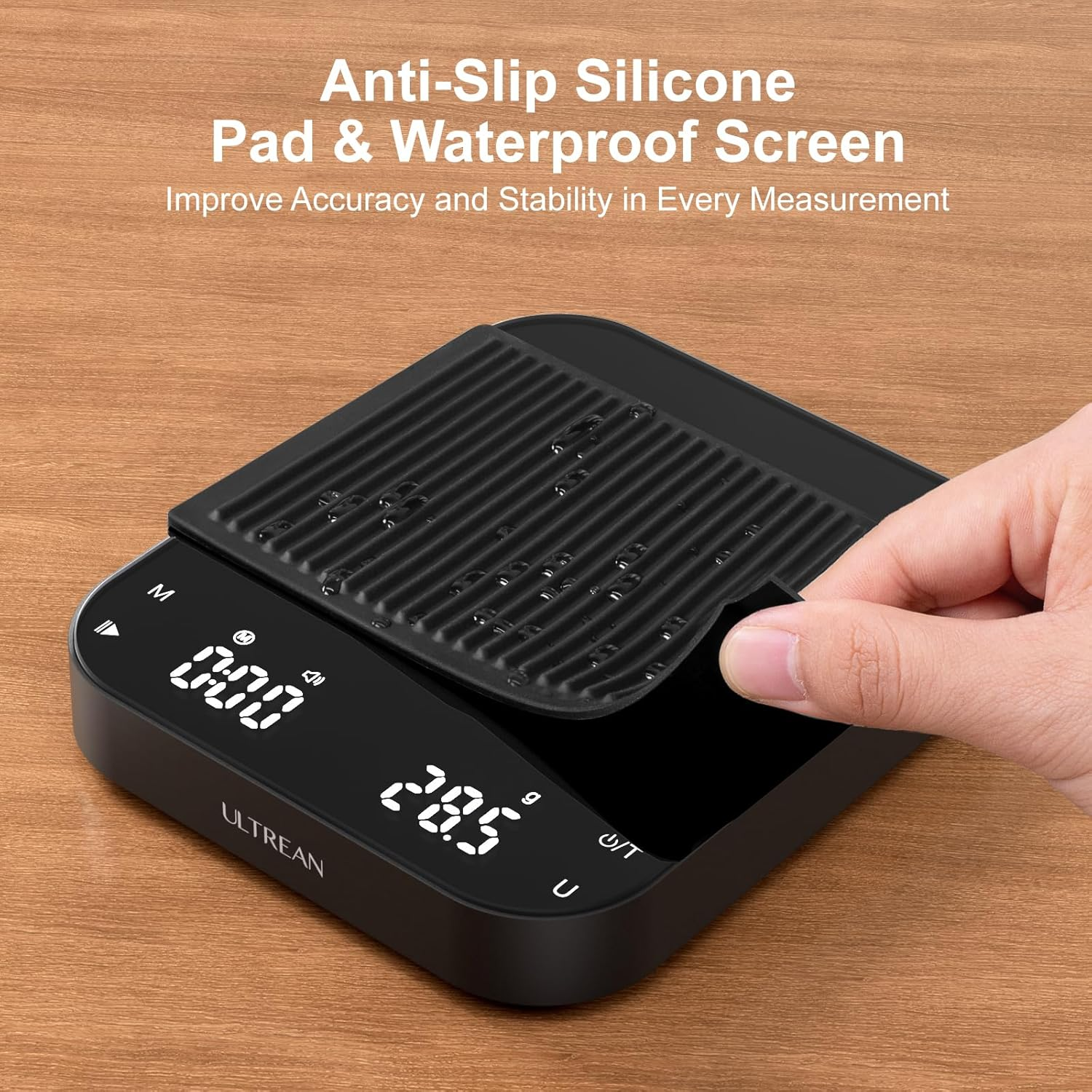 Ultrean Coffee Scale with Timer, 3Kg/0.1G High Precision Drip Espresso Scale with Auto Tare, Rechargeable Kitchen Food Scale with Digital LED, Touch Sensor and Silicone Cover, 6 Units, Black image number 3