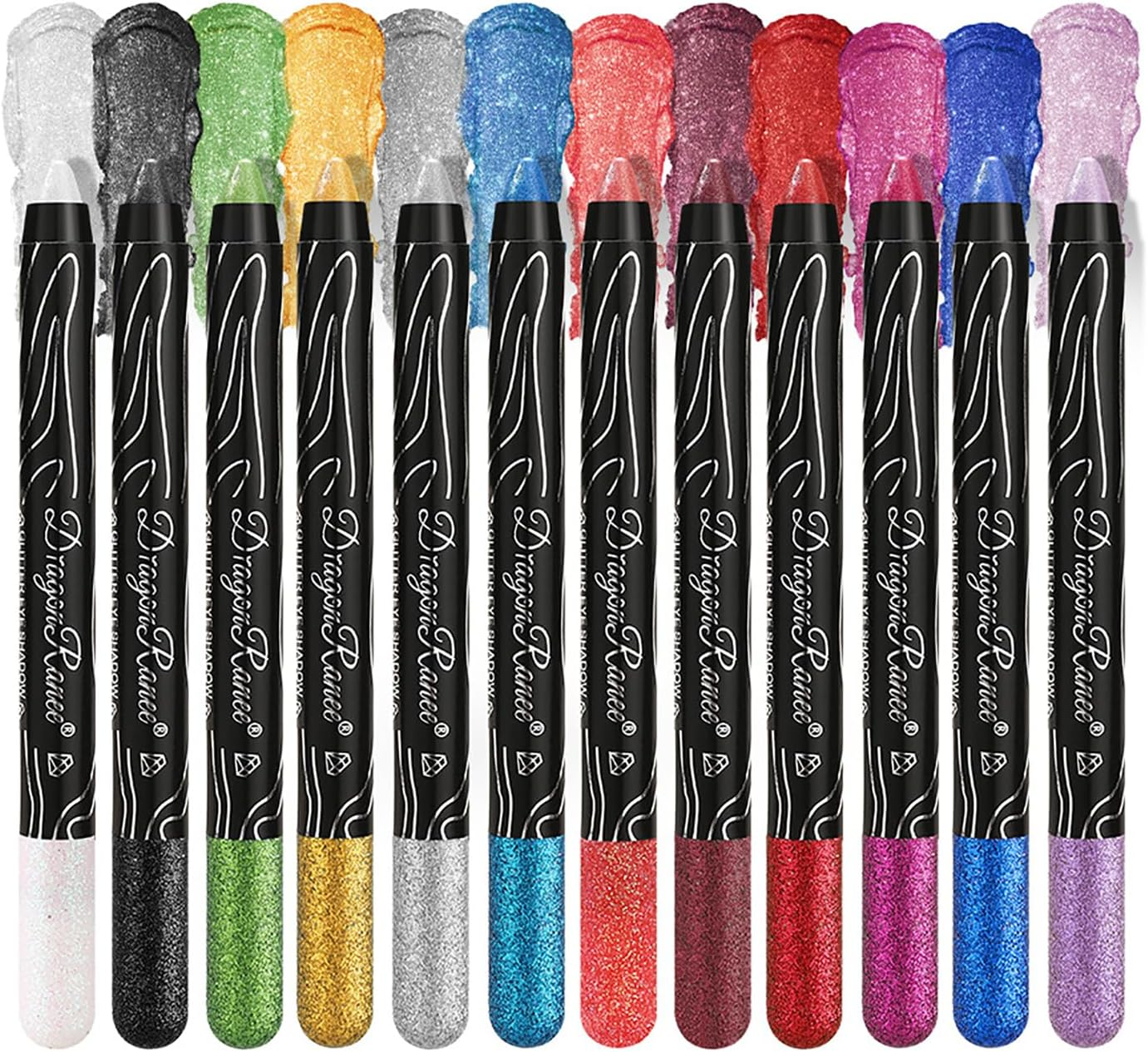 Dynaeuty 12PCS Cream Eyeshadow Stick Sets, Metallic Glitter Shimmer Smokey Eye Looks Waterproof Long Lasting Quick-Drying Sparkling Eye Shadow Makeup Kits (A)