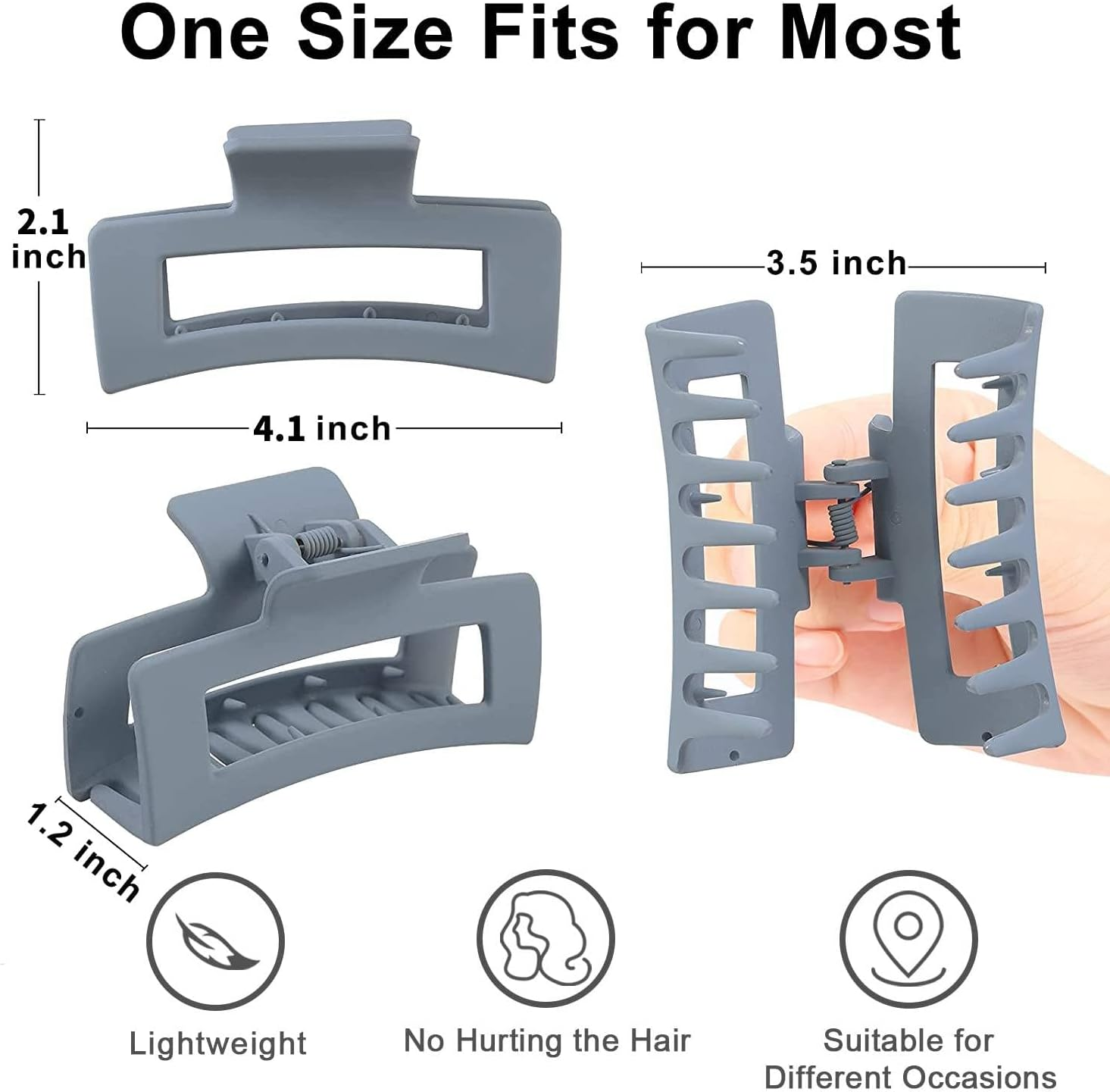 8PCS 4.1 Inch Summer Matte Hair Claw Clips & Flower Claw Clips, Square Large Claw Clips for Women Girls, Strong Hold Hair Accessories for Thick, Thin, Curly, Long and Fine Hair