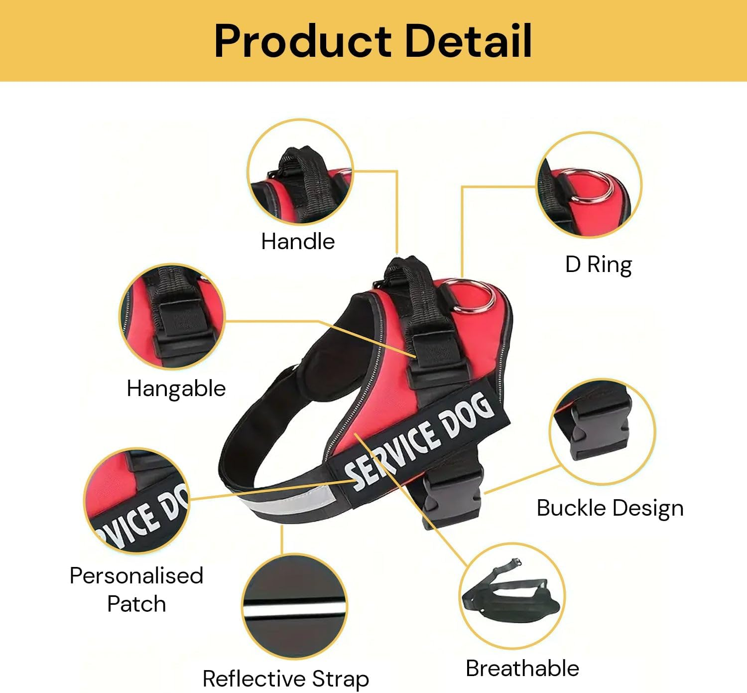 EZONEDEAL Dog Harness, No-Pull Pet Harness with Buckle, Tactical Service Vest with Reflective Strips and Control Handle, Adjustable and Comfortable for Easy Walking, Dog Running Vest (Black, XL)