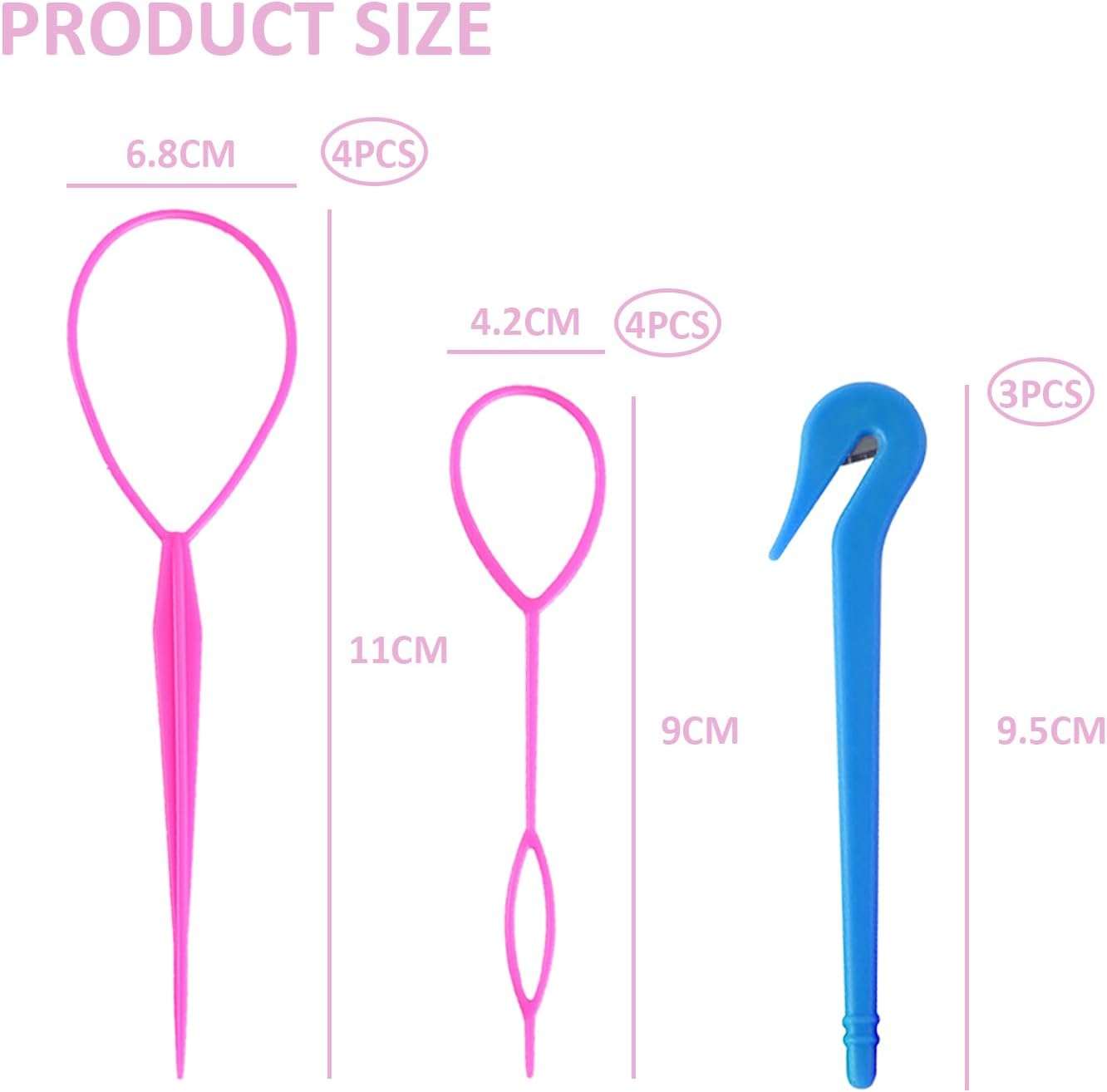 3 Sets of Hair Styling Tools, 3 Pieces of Elastic Rubber Band Remover, Ponytail Hairstyle Pulling Tool, Women and Girls Hair Styling Tools (Pink, Purple, Blue) image number 1