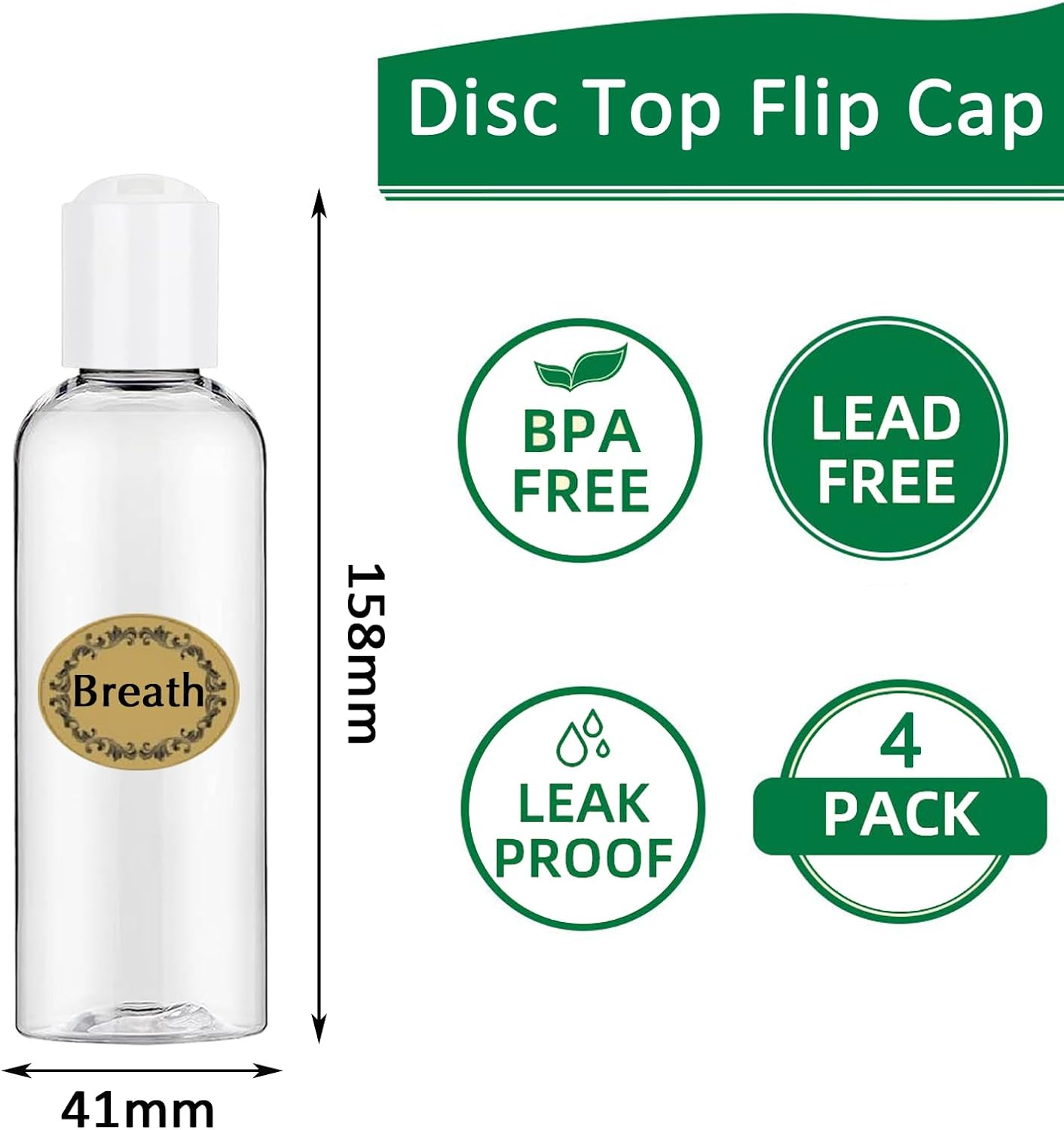Apstaqeoo 4PCS 150ML Plastic Bottles with White Disc Top Flip Cap Empty Squeeze Bottles Clear Refillable Travel Container Dispenser with Funnel Label for Liquid Lotion Shampoo Toiletries Cosmetic - 150Ml Bottles Disc Top Flip Cap image number 5