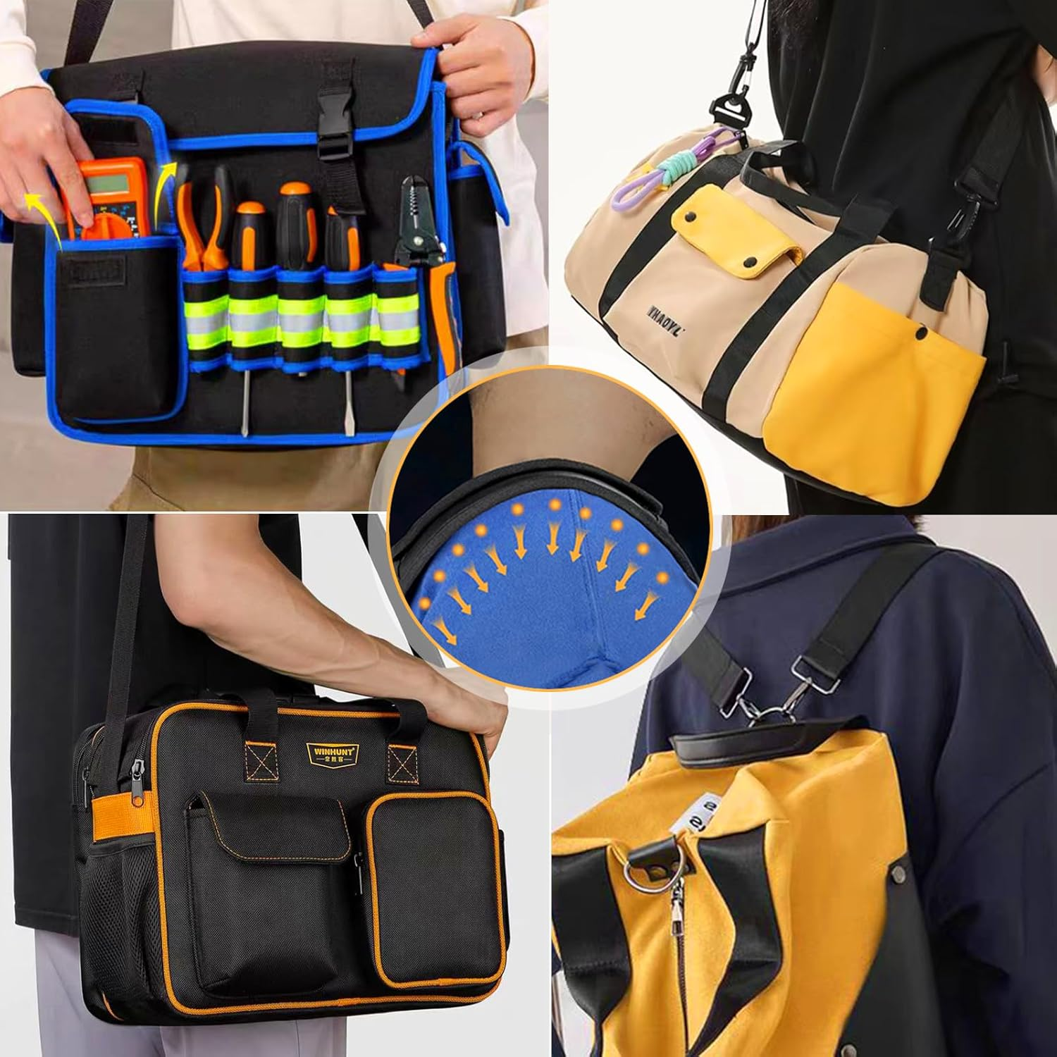 Black Universal Shoulder Strap Pads Replacement Shoulder Pad Air Cushion Shoulder Relief Pad image number 5