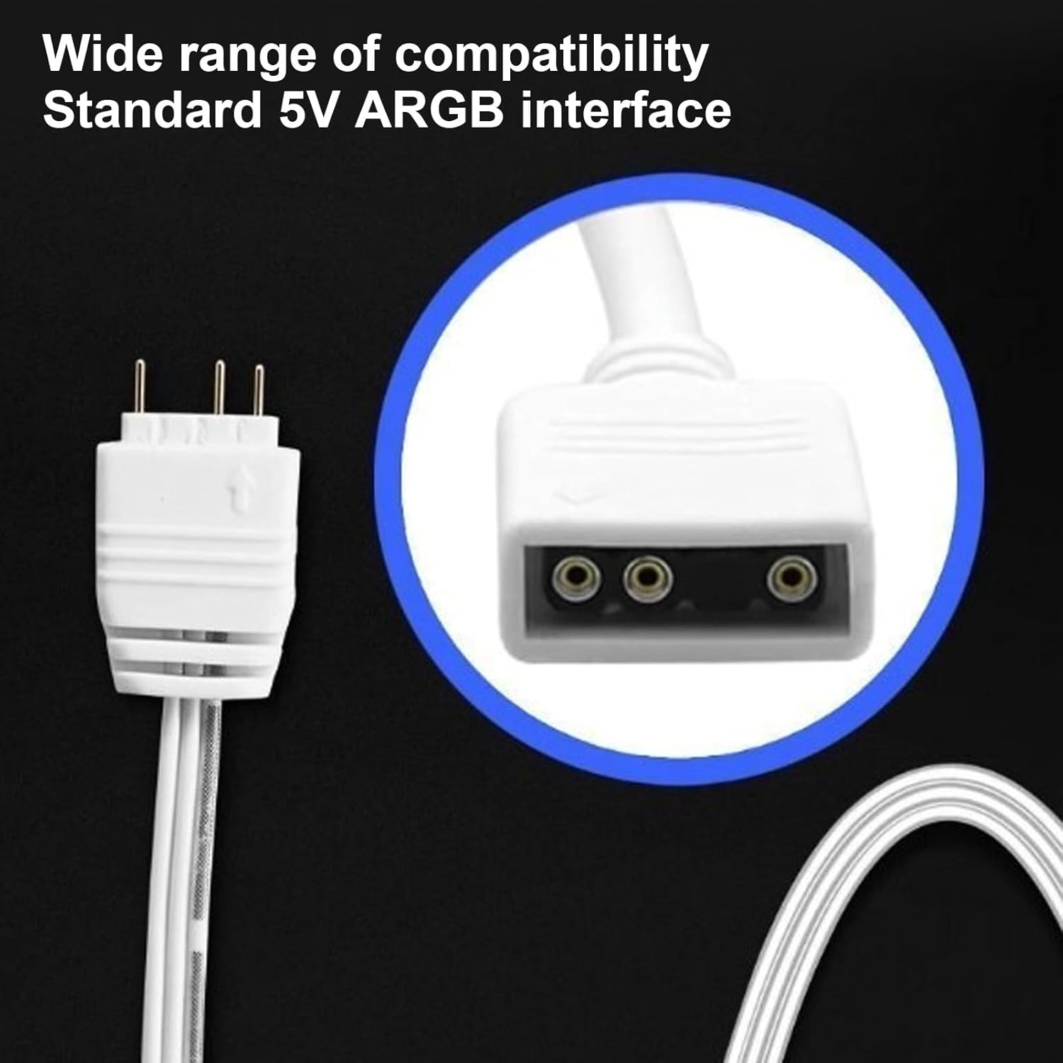 EVGATSAUTO ARGB Controller, 5V 3 Pin Power Supply Computer Hardware PC Components Desktop Accessories for PC Fans Coolers Light Strips (White) - Black image number 7