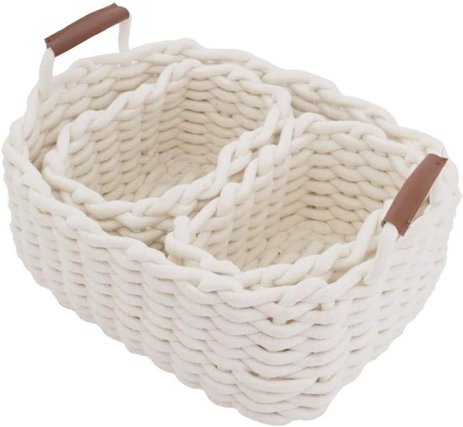 3-Pack Cotton Rope Baskets, Woven Basket for Organizing,Decorative Storage Bins, Rope Storage Shelf Basket for Shelves, Home Decor, Room, Storage, Closet, Toys image number 5
