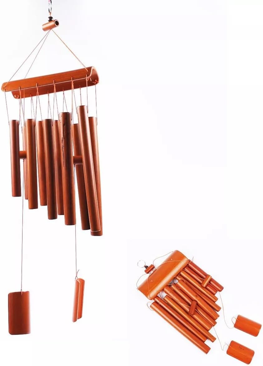 AIMALL Bamboo Wind Chime, Natural Bamboo Craft for Peaceful Ambiance, Home and Garden Decor, Ten Tubes, 23.6In Length image number 5